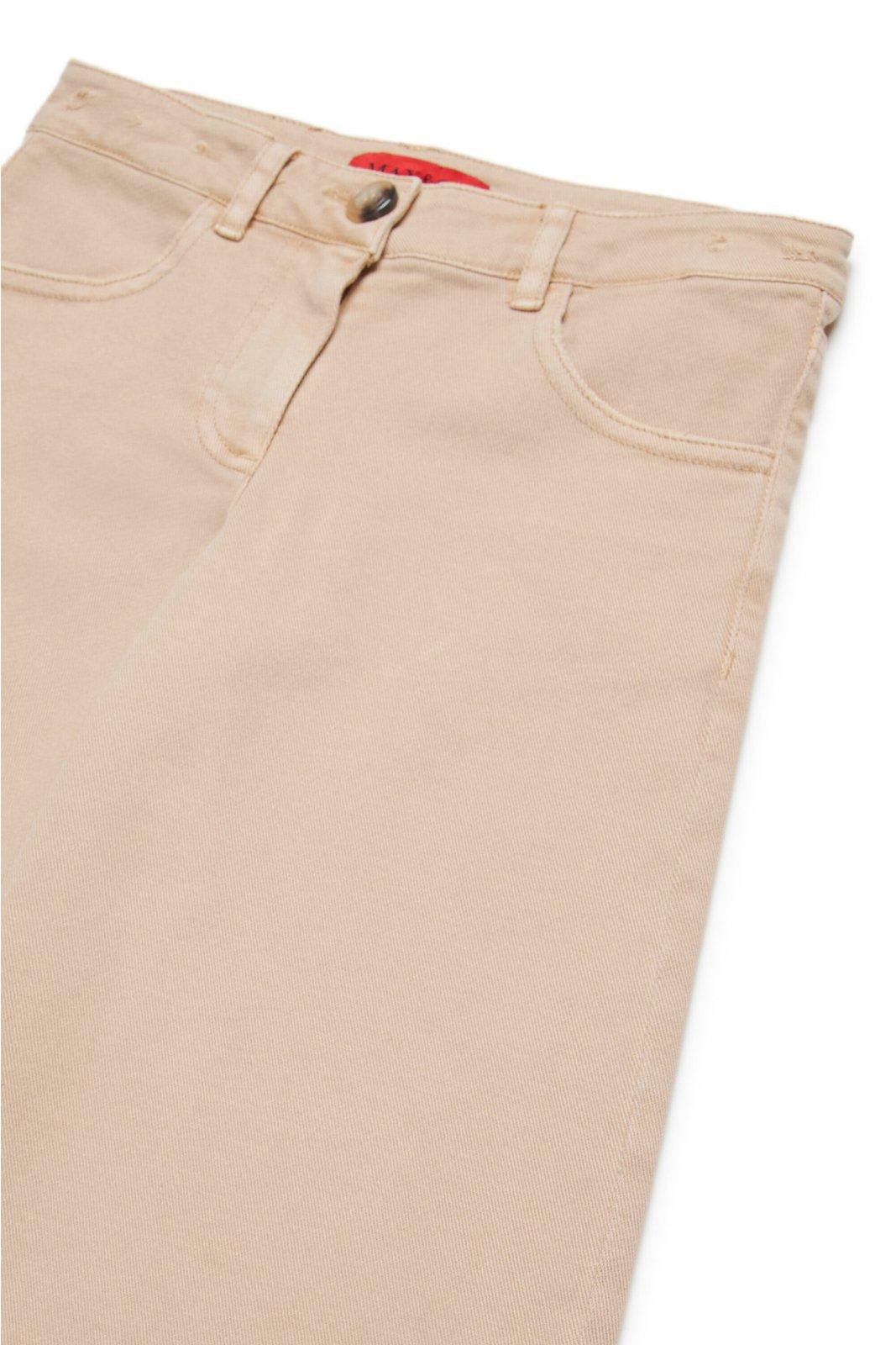 Shop Max&amp;co. Frayed Edge Wide-leg Trousers In Beige