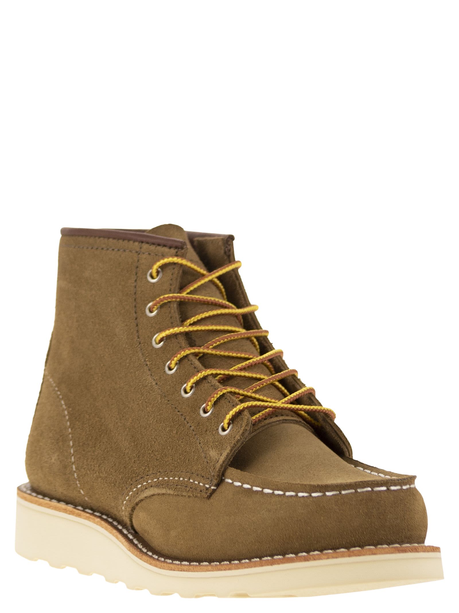 Shop Red Wing Classic Moc - Suede Ankle Boot In Olive