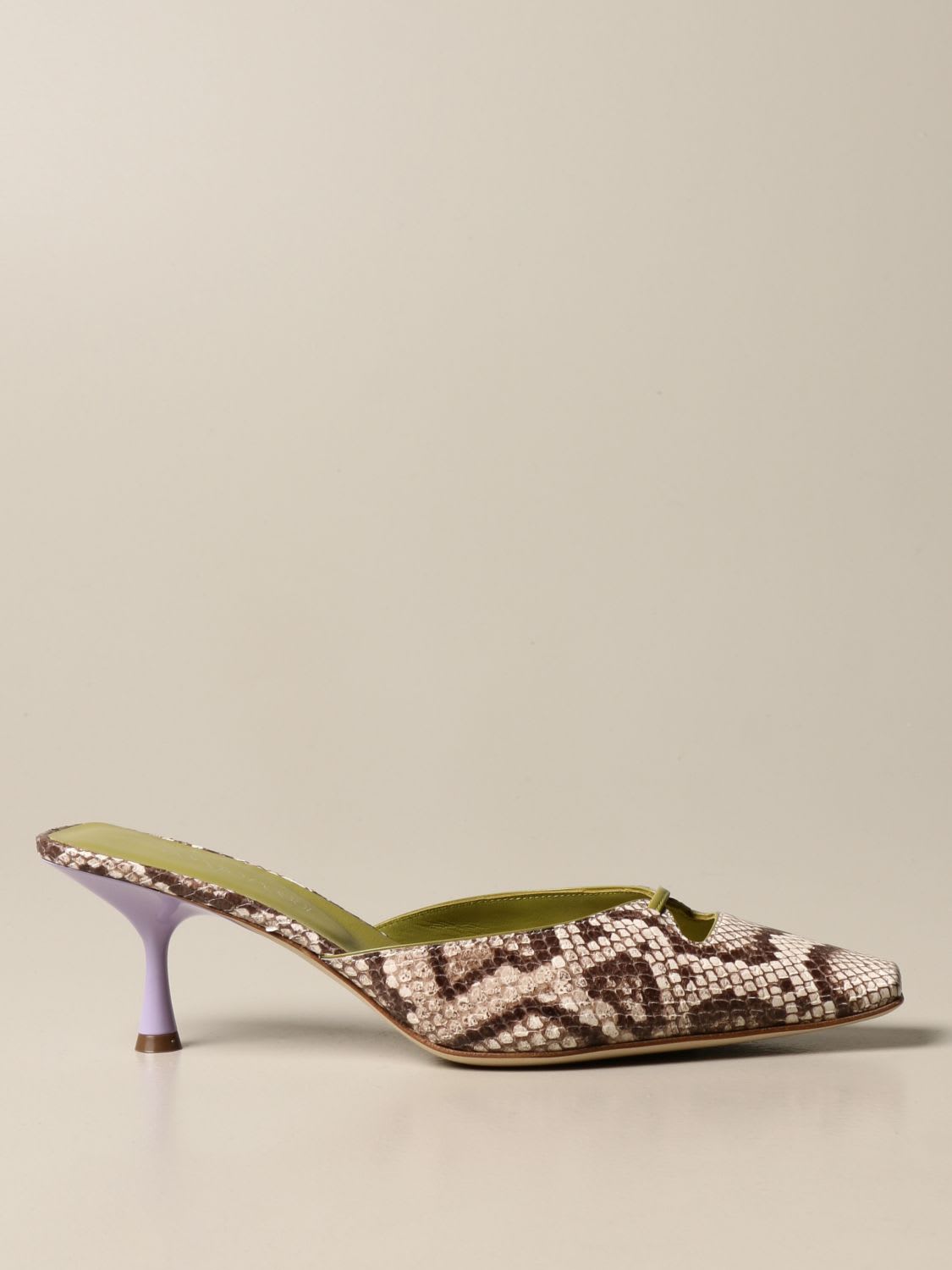 Photo of  Sergio Rossi Heeled Sandals Sergio Rossi Mules In Leather With Python Print- shop Sergio Rossi Sandals online sales