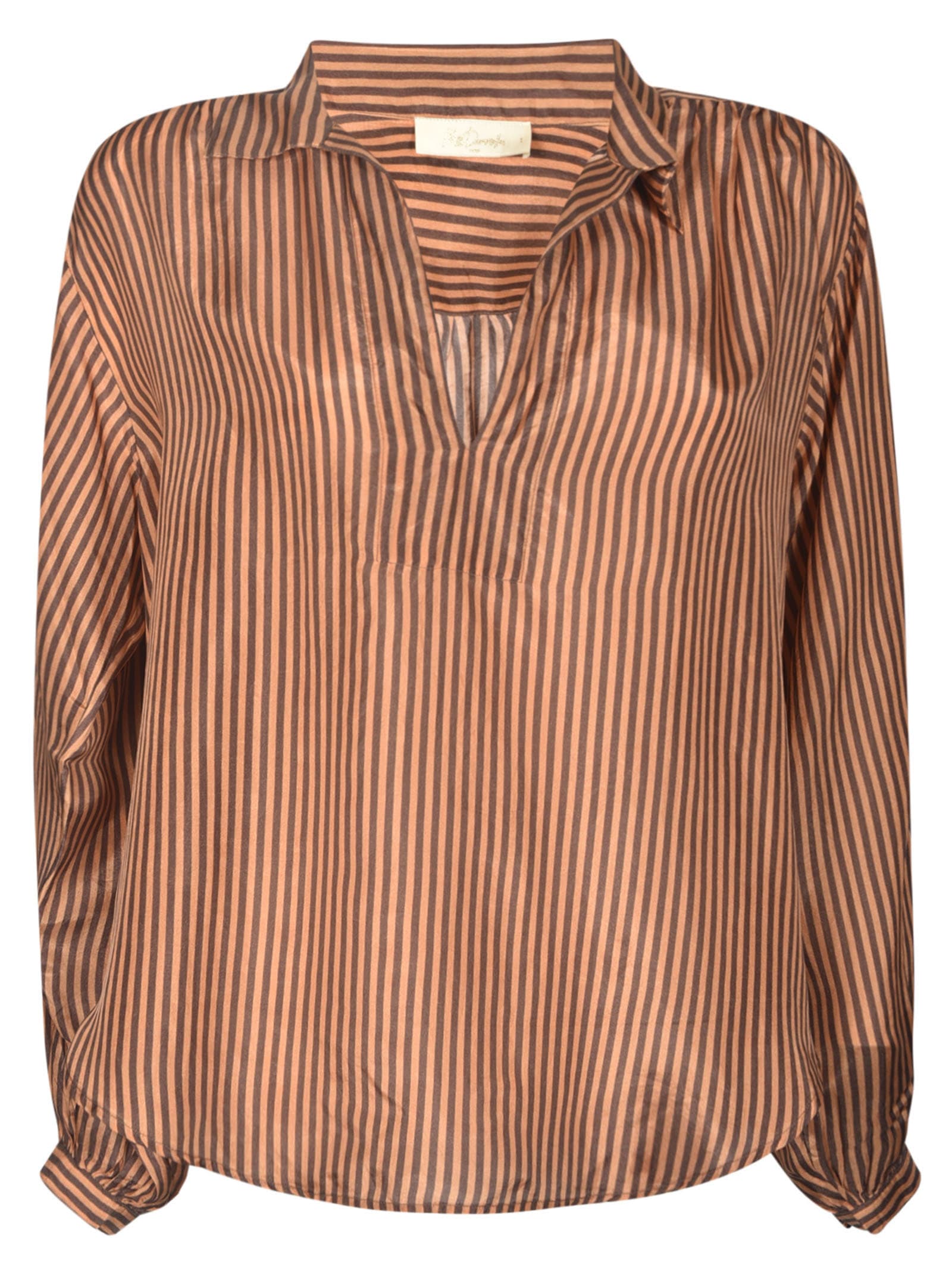 Shop Mes Demoiselles Pinstripe Shirt In Brown