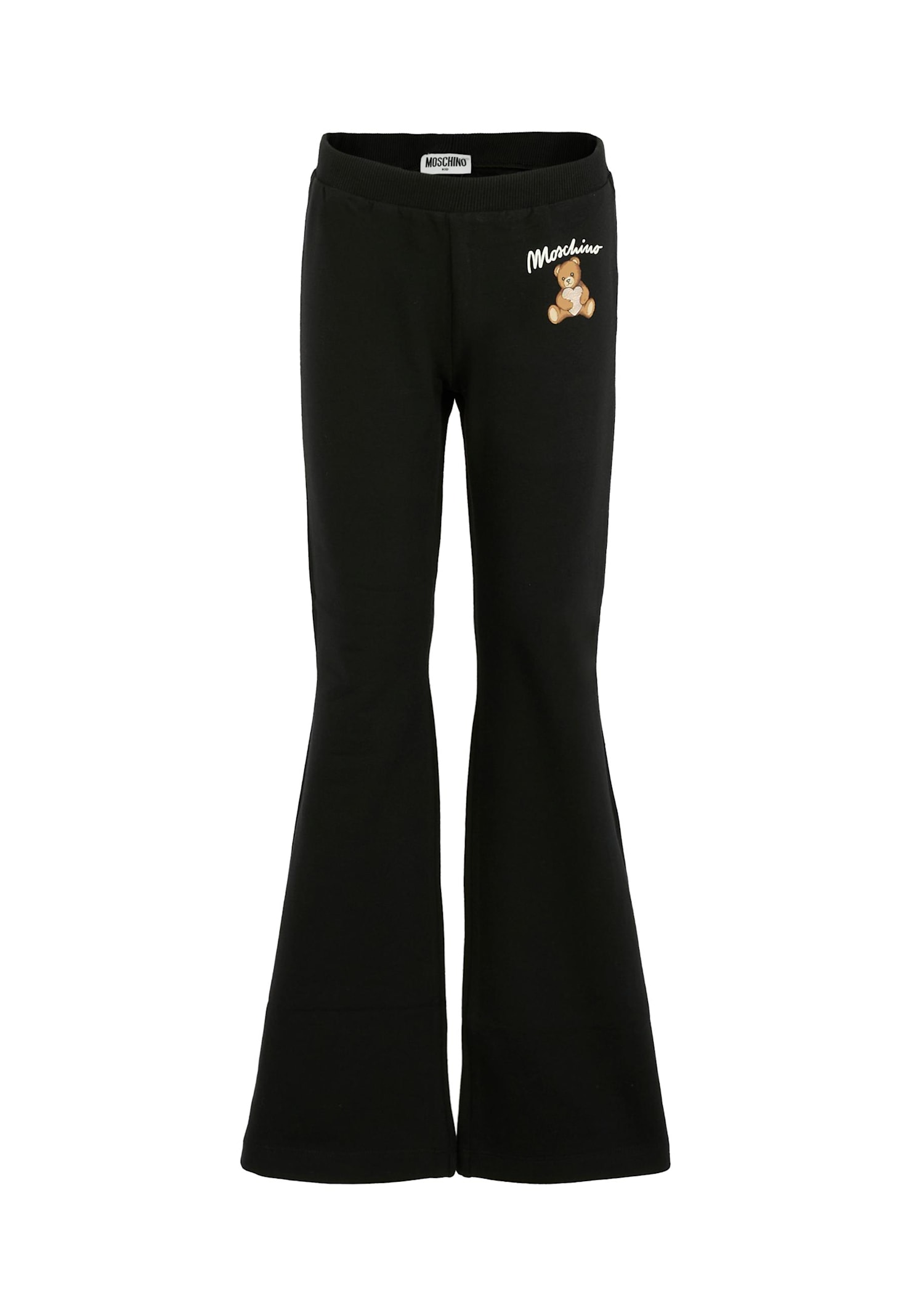 Moschino Black Leggings For Girl With Teddy Bear In Multi