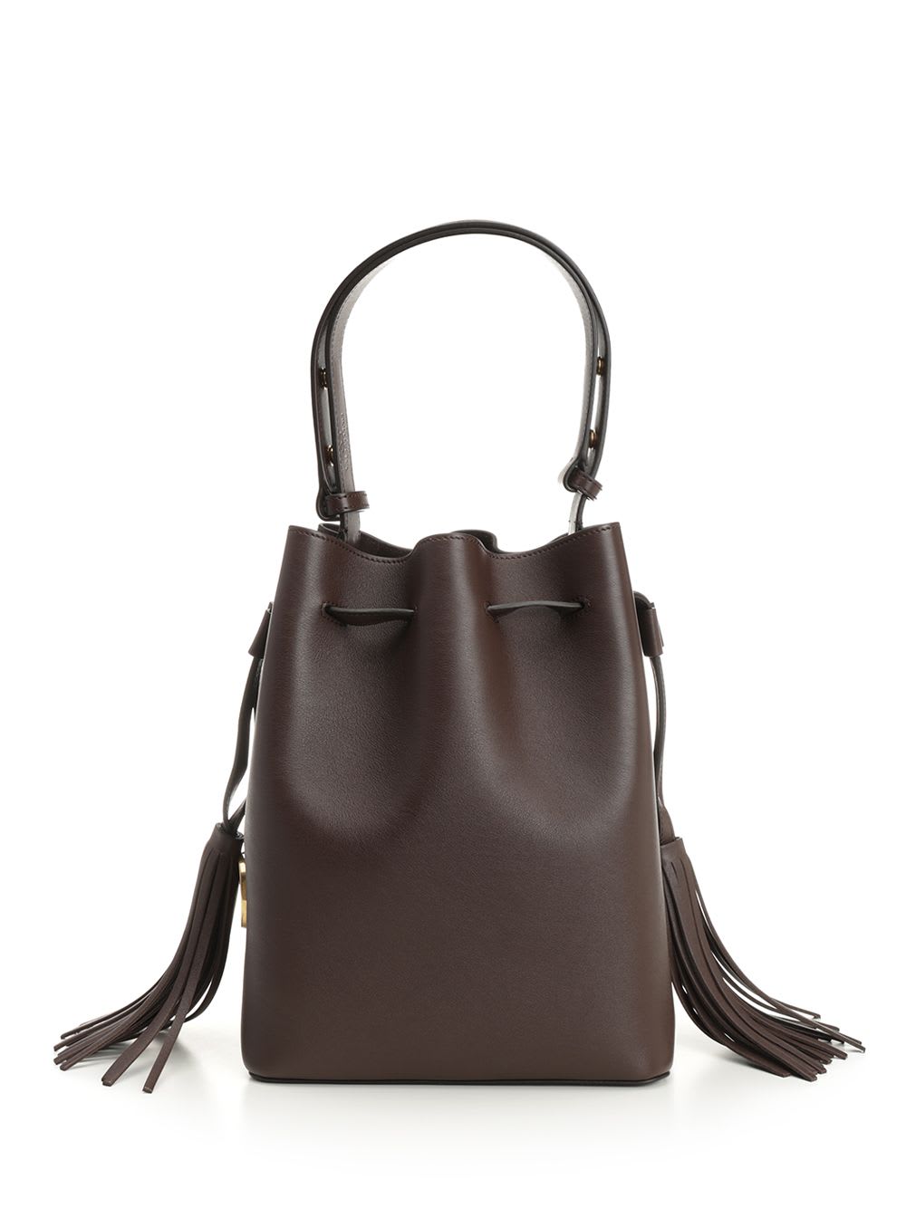 Valentino Garavani Chocolate Leather Vlogo Signature Bucket Bag In Brown