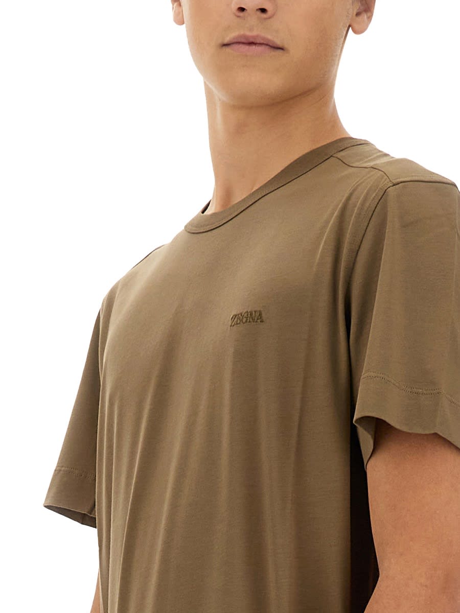 Shop Zegna T-shirt With Logo In Beige