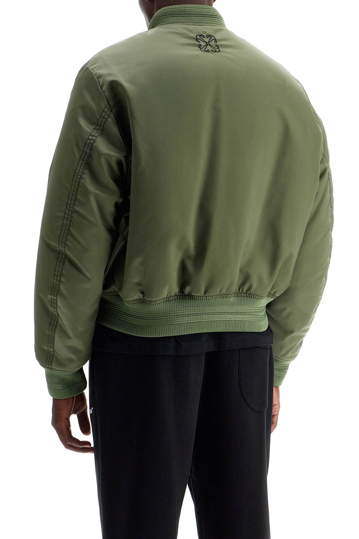 Shop Off-white Padded Nylon Bomber Jacket In Four Leaf Clover/black (khaki)