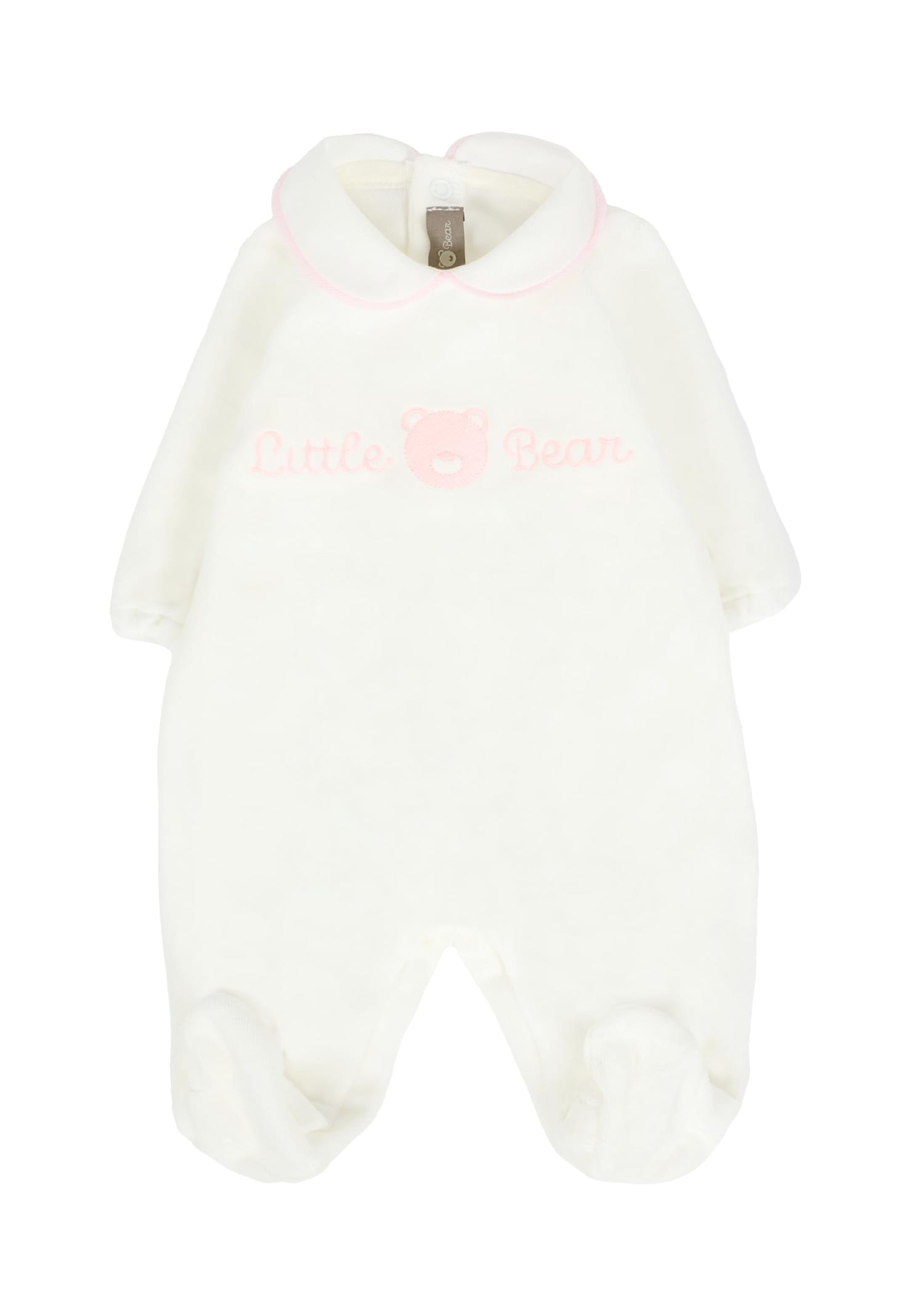 Little Bear Ivory Babygrow For Baby Girl With Bear In White