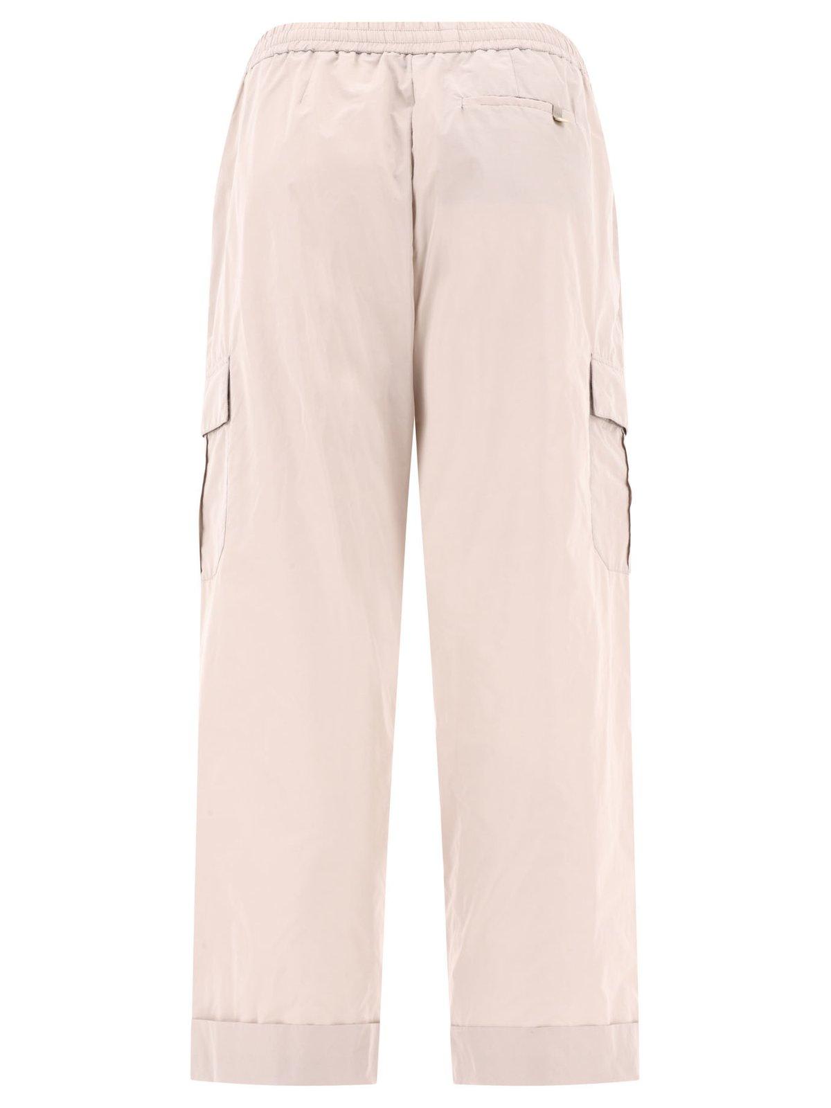 Shop Herno Drawstring Wide Leg Cargo Trousers In Grey