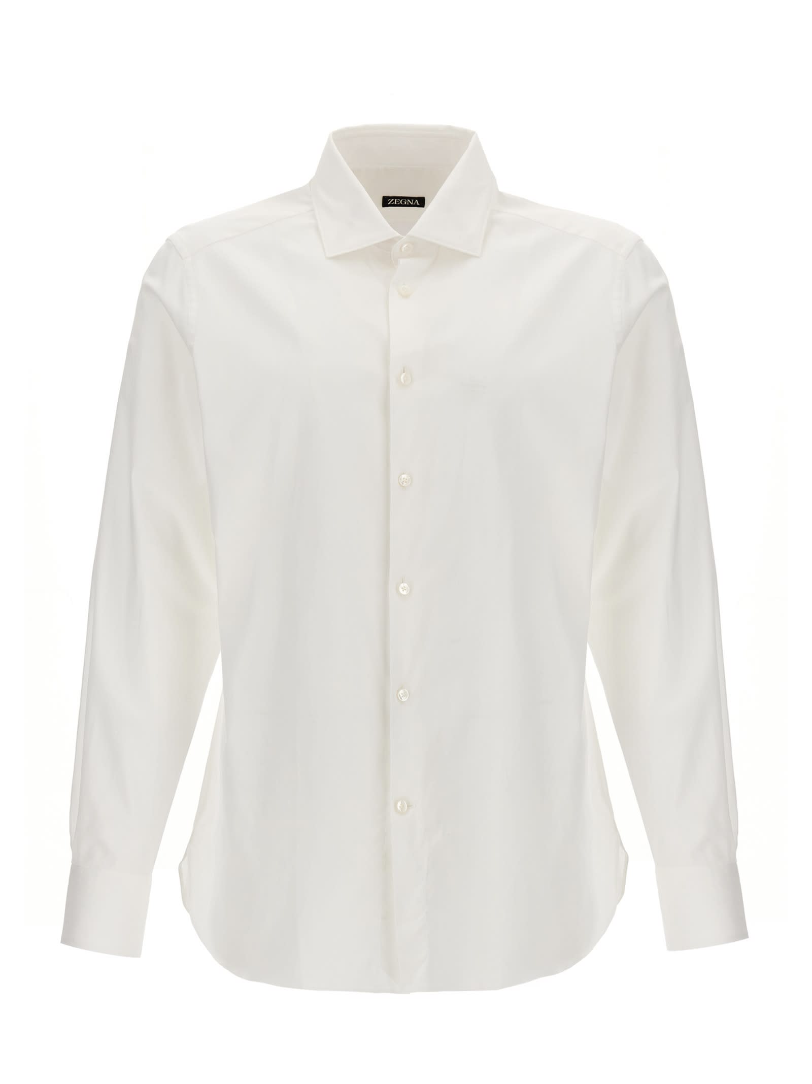 Shop Zegna Stretch Poplin Shirt In White