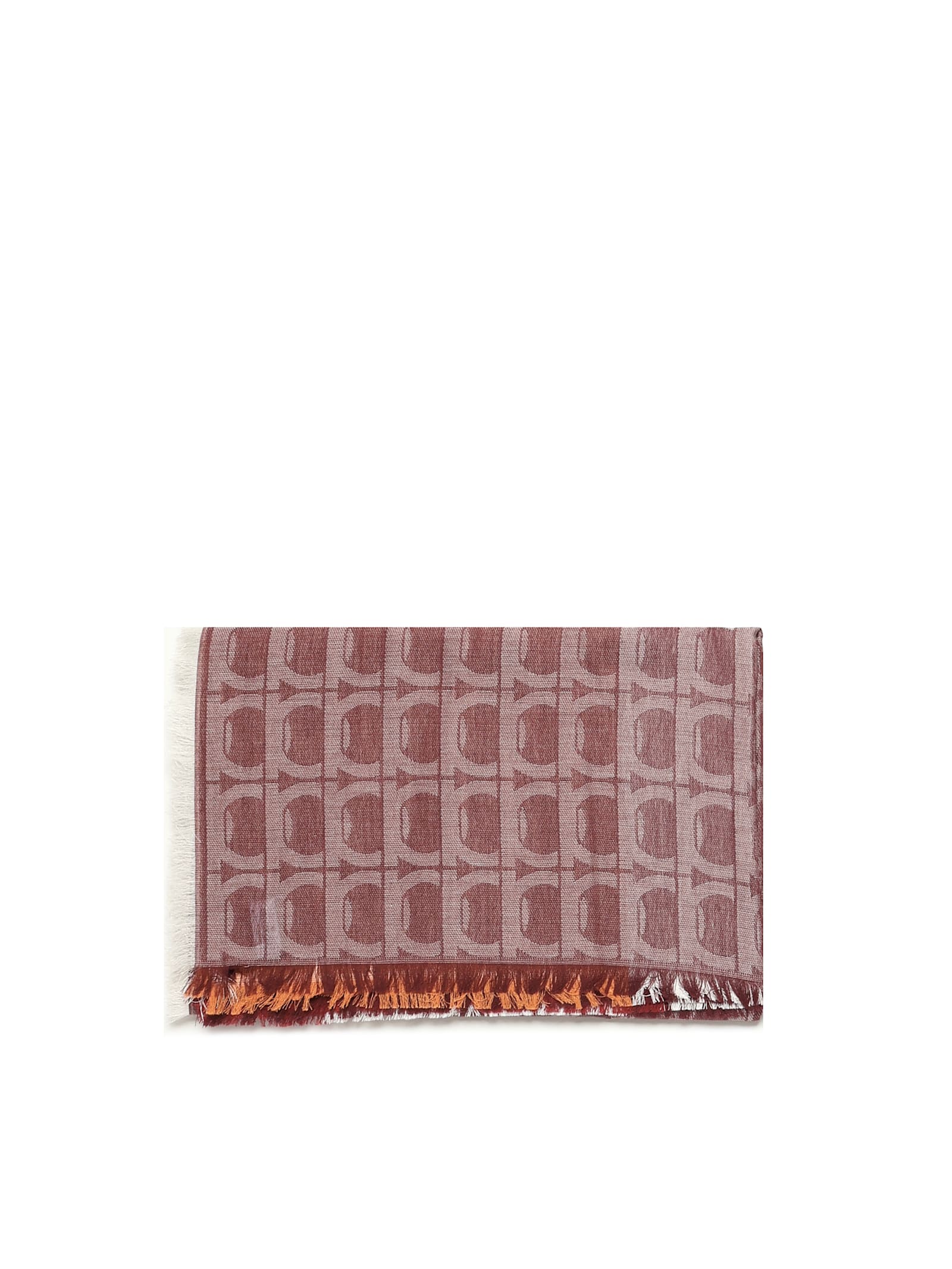 Ferragamo Gancini Monogram Jacquard Stole In Brown