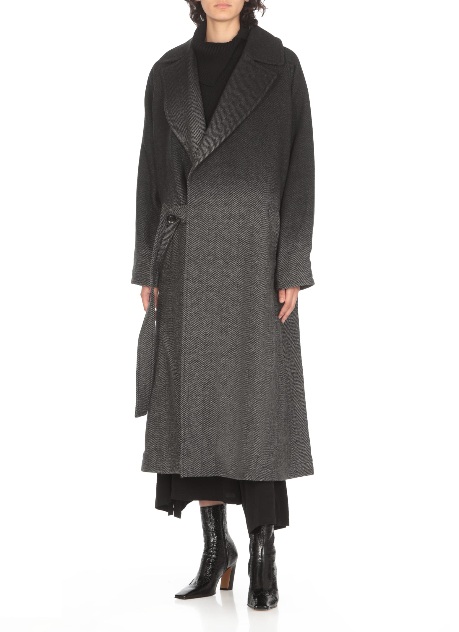 Shop Y's Wool Coat In Black