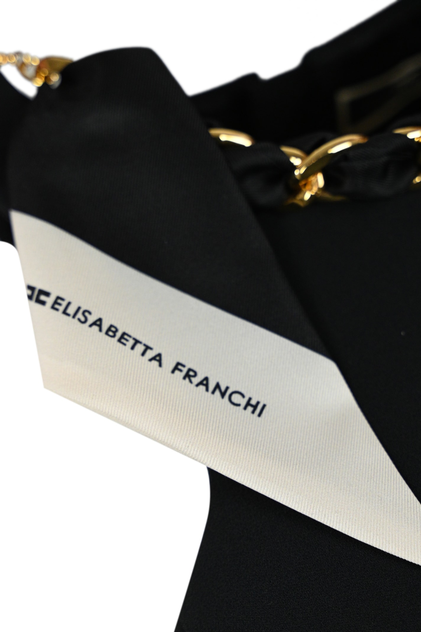 Shop Elisabetta Franchi Crepe Top With Scarf In Nero