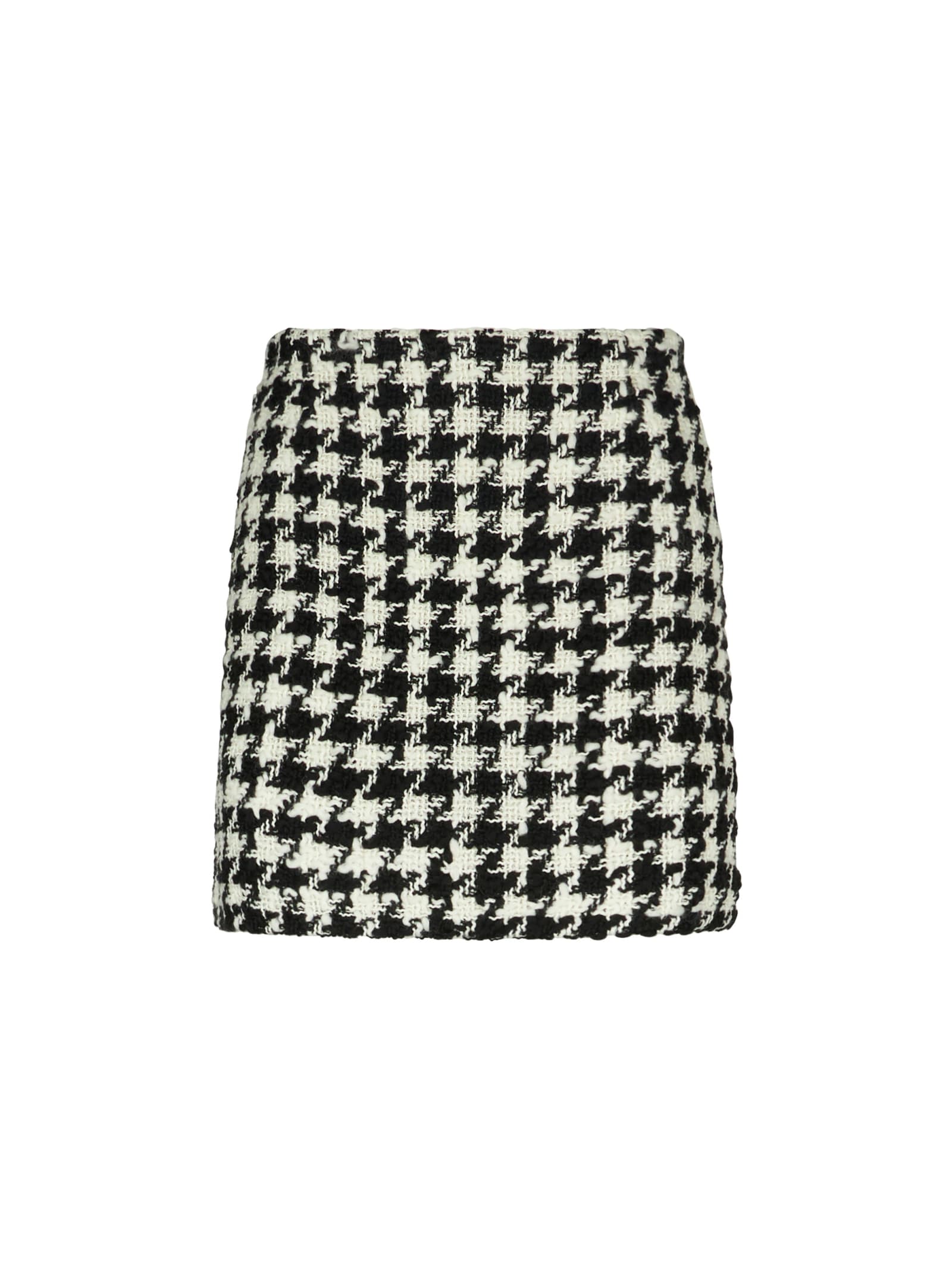 Mc2 Saint Barth Woman Wooly Skirt With Pied De Poule Print In Black