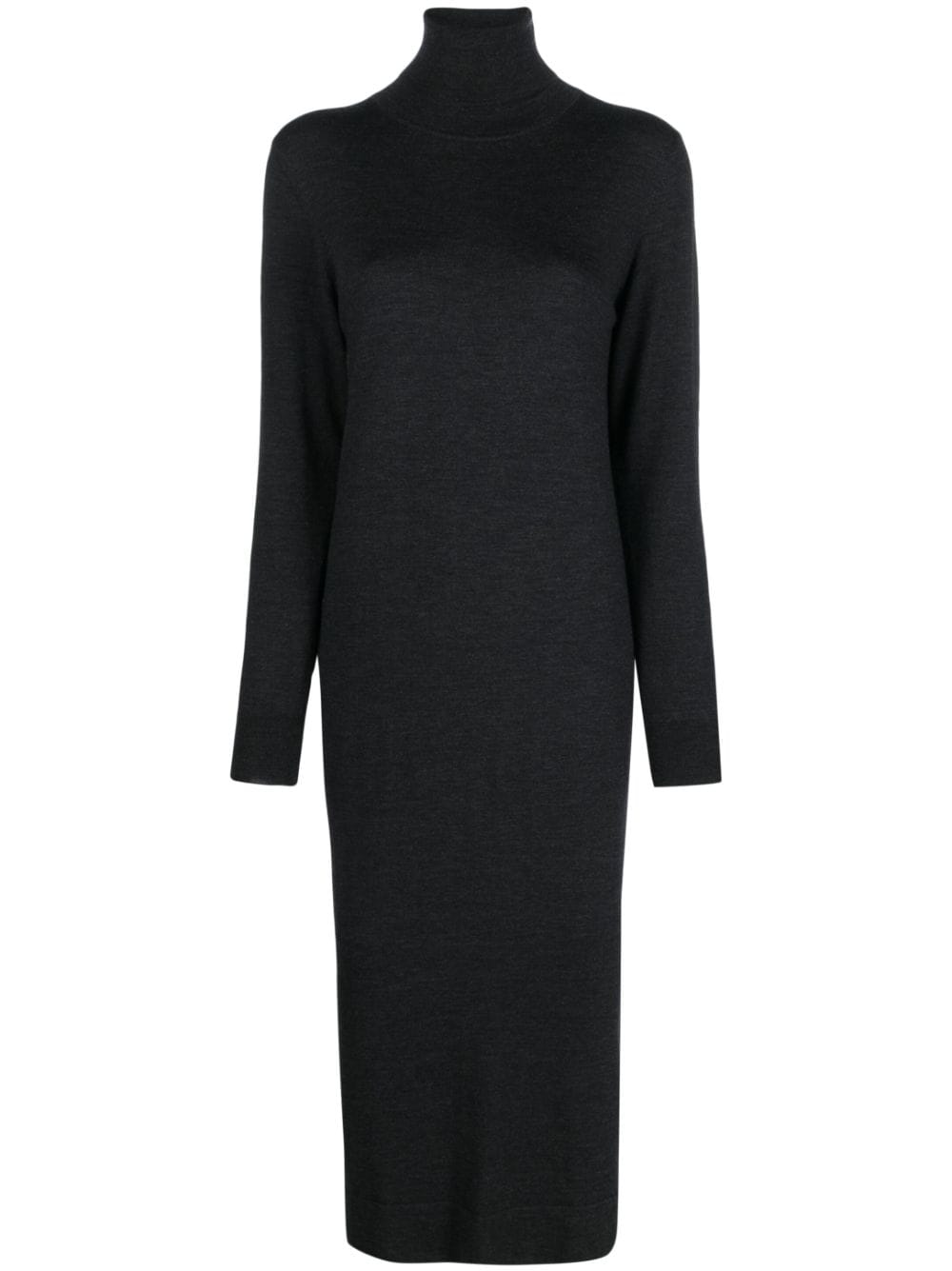 P.a.r.o.s.h P. A.r. O.s. H. Turtle Neck Long Dress In Dark Grey