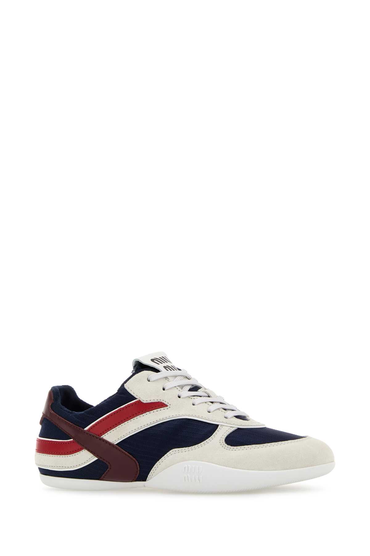 Miu Miu Multicolor Tech Fabric And Suede Gymnasium Sneakers In Animal Print