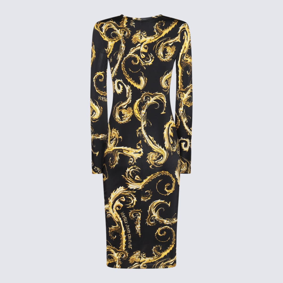 Versace Jeans Couture Chromo Couture-print Midi Dress In Black