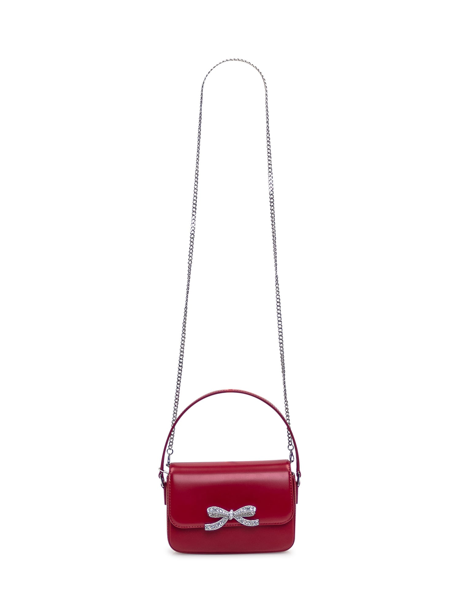 Shop Self-portrait Burgundy Leather Handbag