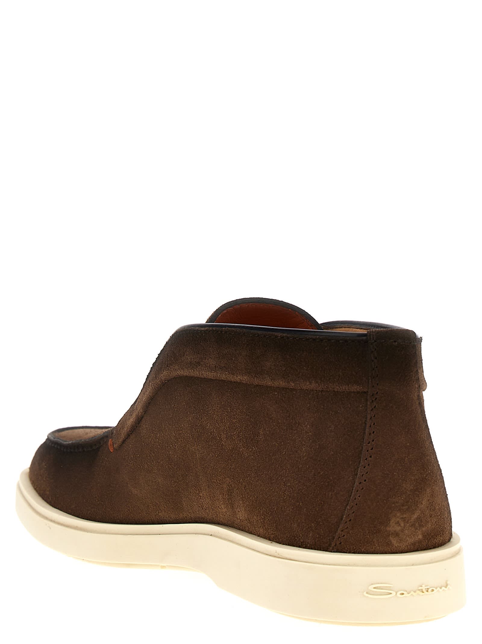 Shop Santoni Suede Boots In Brown