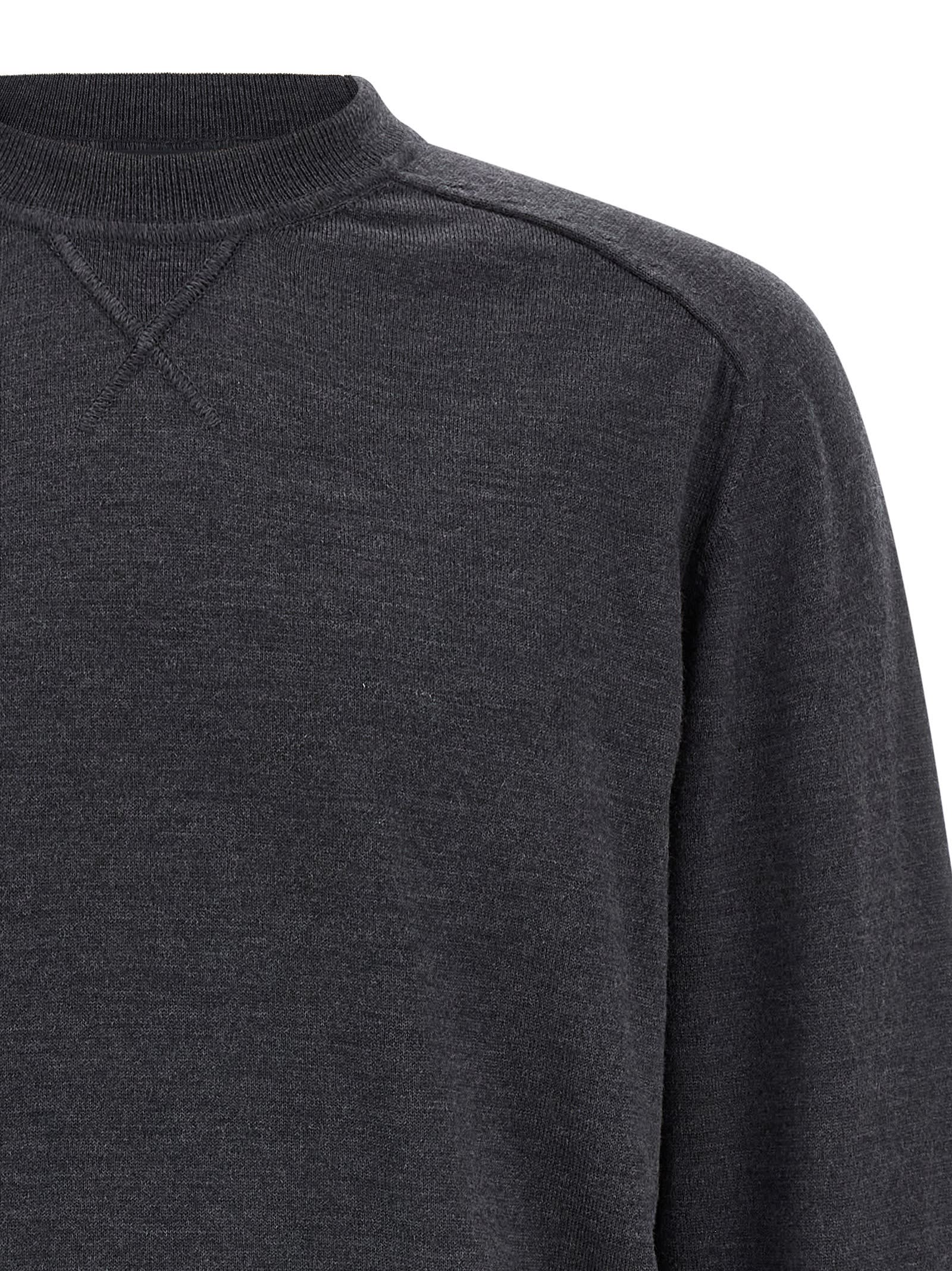 Jacquemus Long Sleeve Crewneck Sweater With Ribbed Cuffs In Gray
