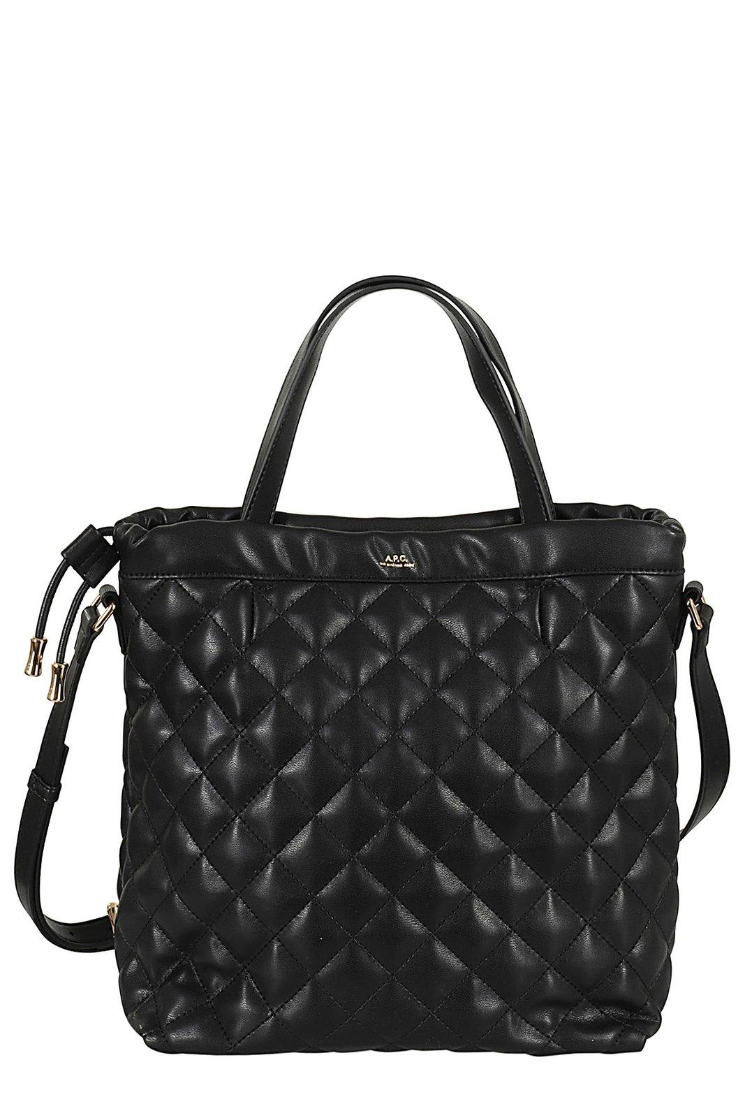 Shop Apc Ninon Quilted Shopping Bag In Lzz Black