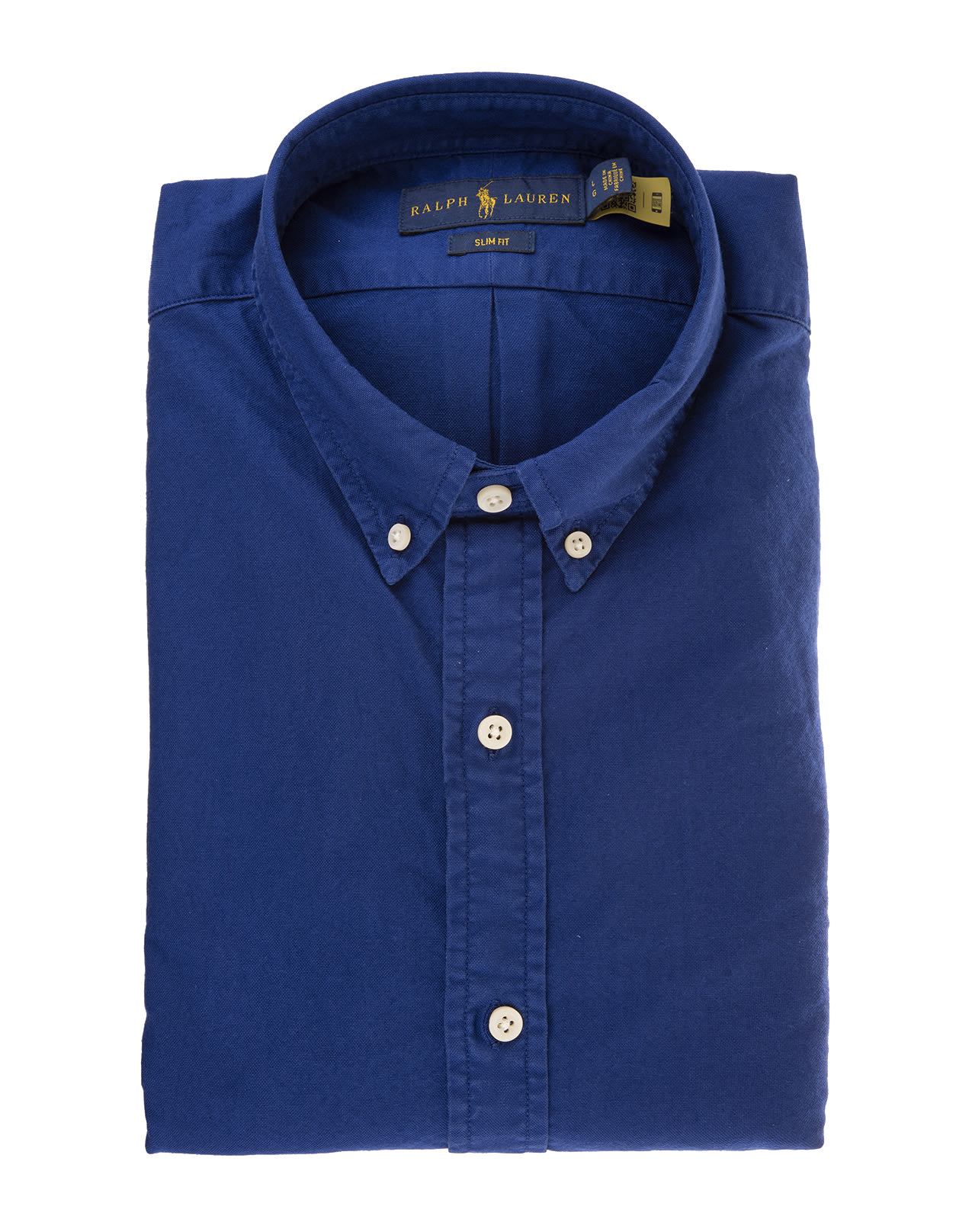 Ralph Lauren Man Slim Fit Royal Blue Shirt With Red Pony