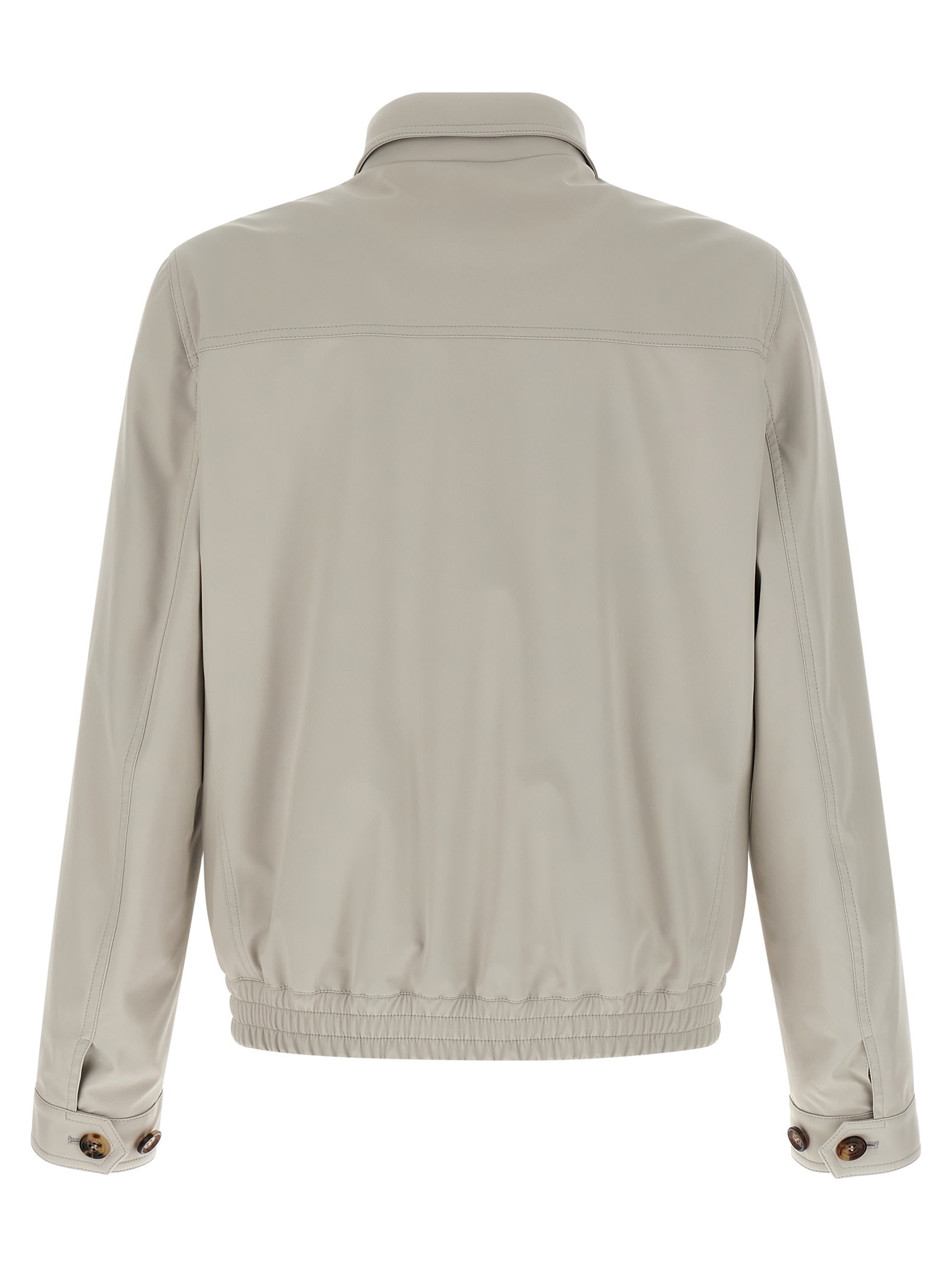 Brunello Cucinelli Men Nylon Bomber Jacket In Gray