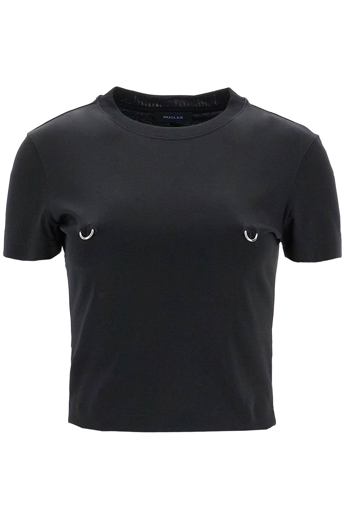 Shop Mugler Cropped T-shirt With Piercing In Black (black)