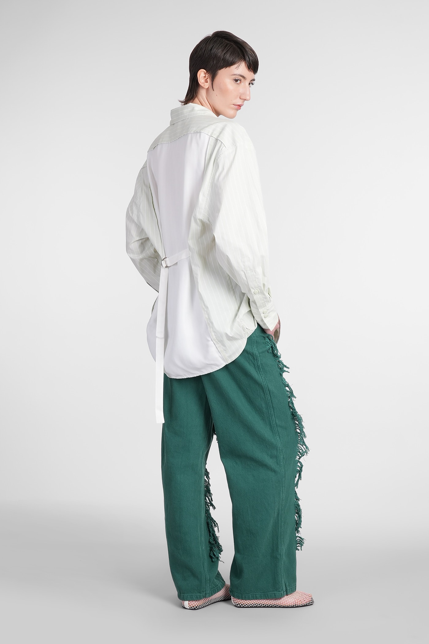 Christopher Esber Mint Green Cotton Shirt With White Stripes In Green