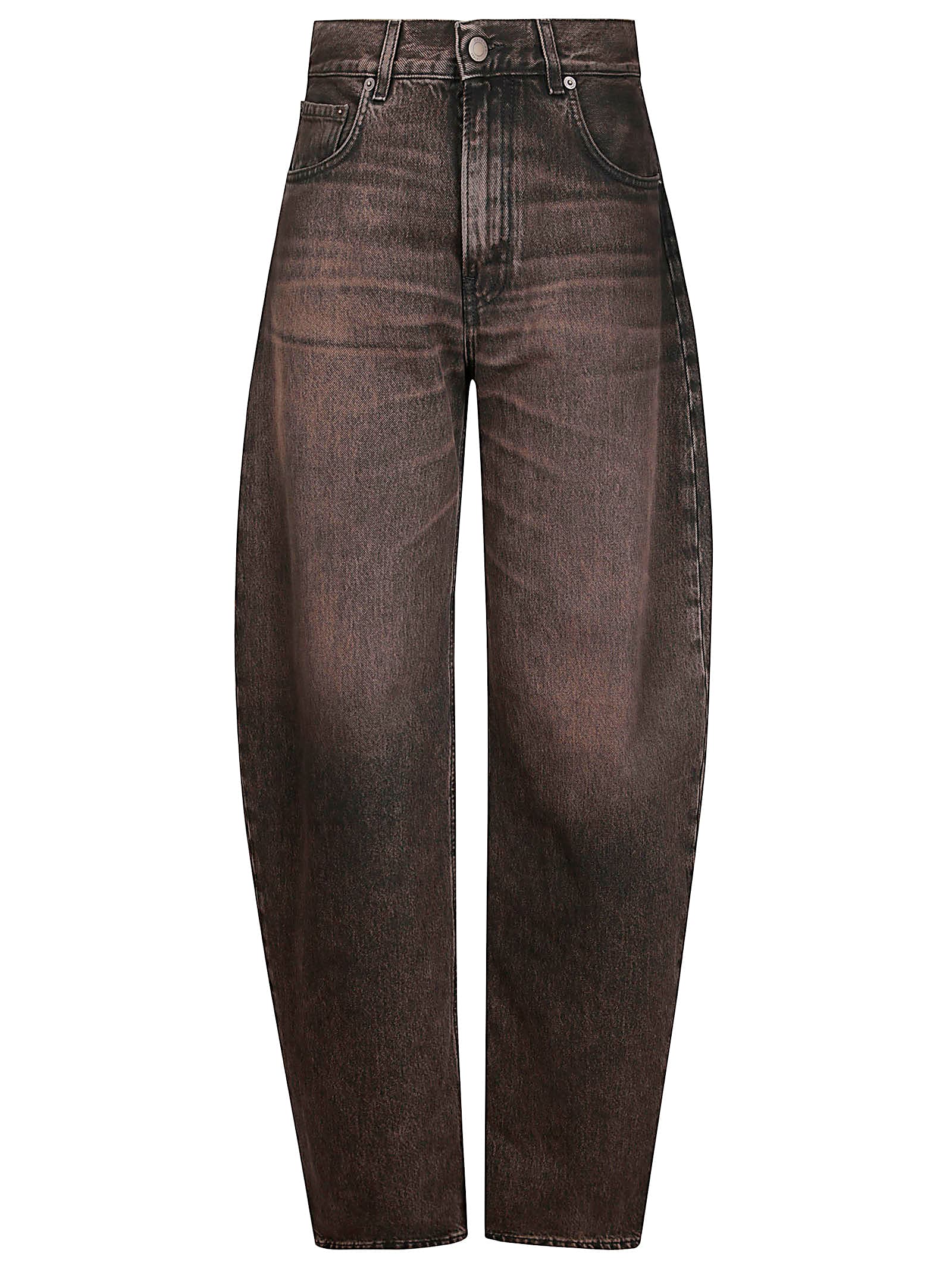 Haikure Relaxed-fit High-waist Jeans With Vintage Wash Effect In Brown