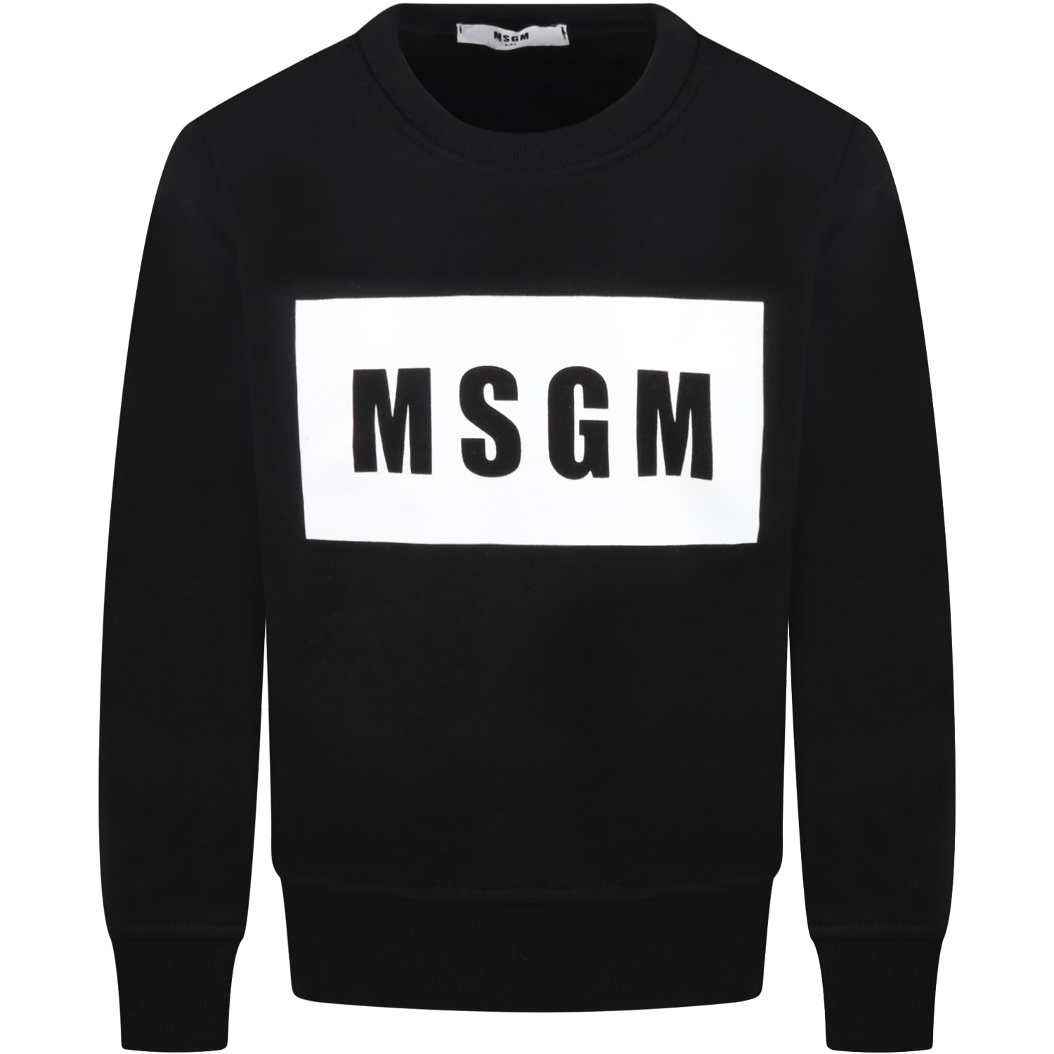 MSGM Black Sweatshirt For Kids With Black Logo