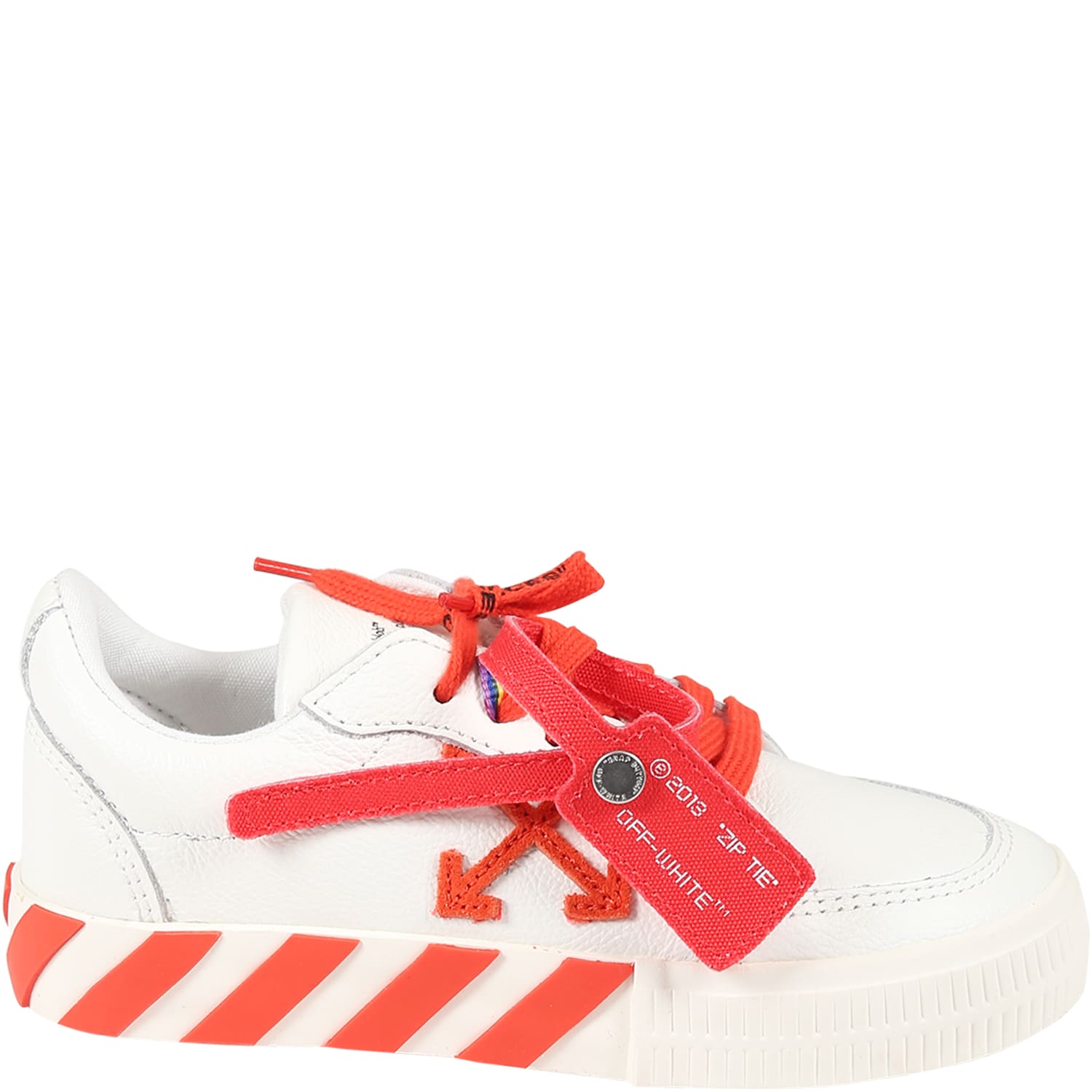 Off-White White Sneakers For Kids With Iconic Red Arrows