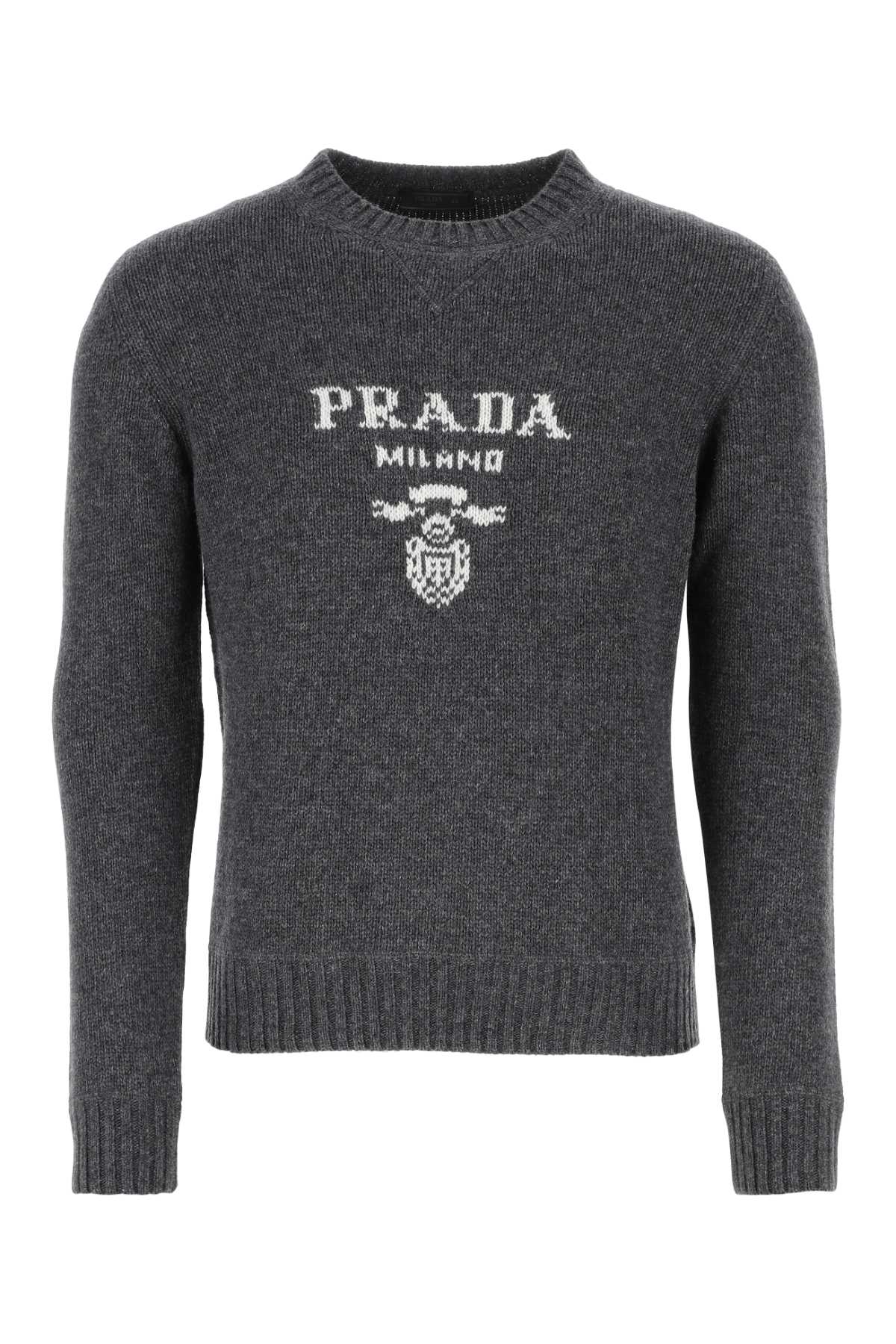 Shop Prada Dark Grey Wool Blend Sweater In Ardesia
