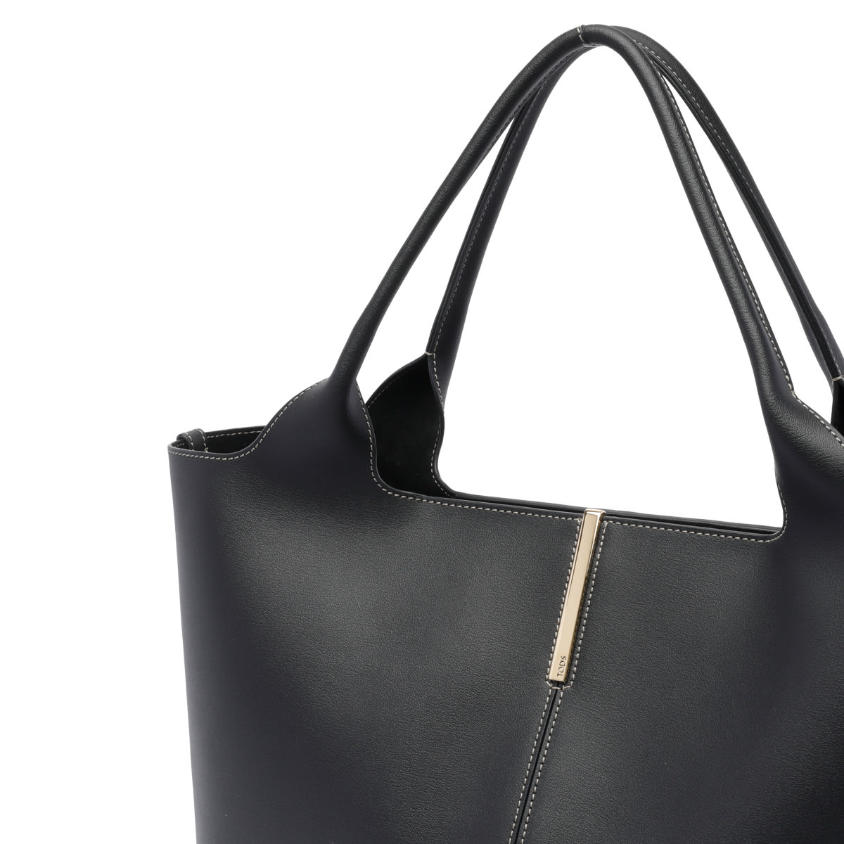 Tod's Top Handle Shoulder Bag With Metal Accent In Black