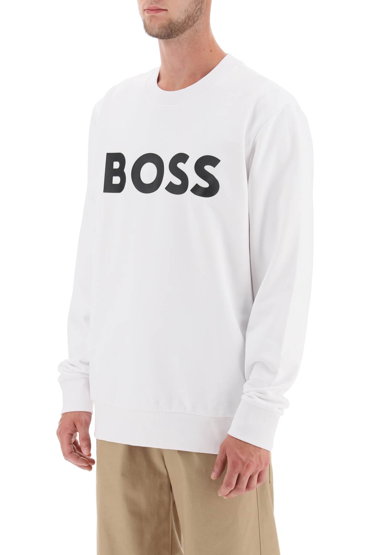 Shop Hugo Boss Logo Print Sweatshirt In White (white)