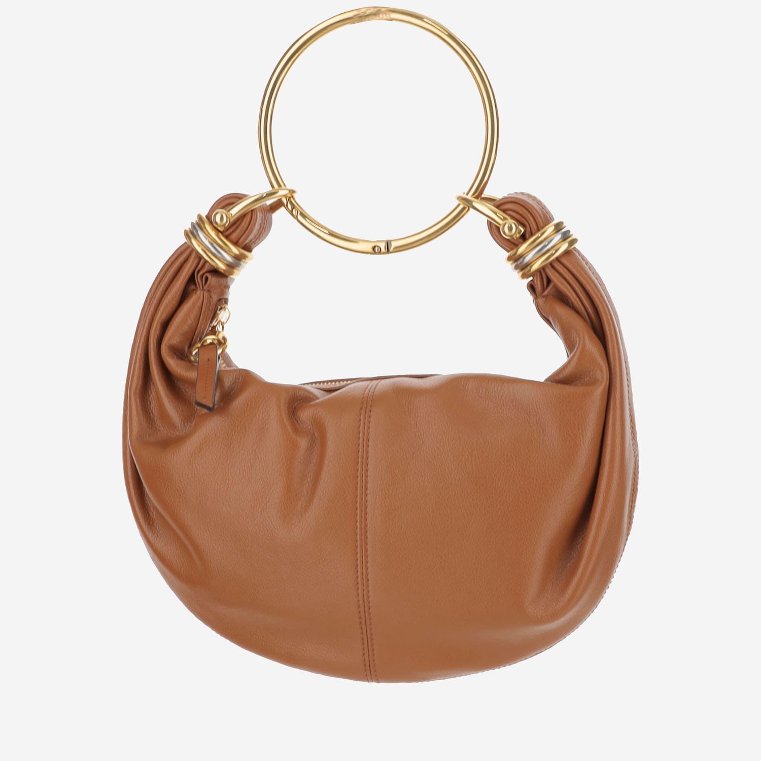 Shop Chloé Bracelet Hobo Bag Small Leather In Clay Brown