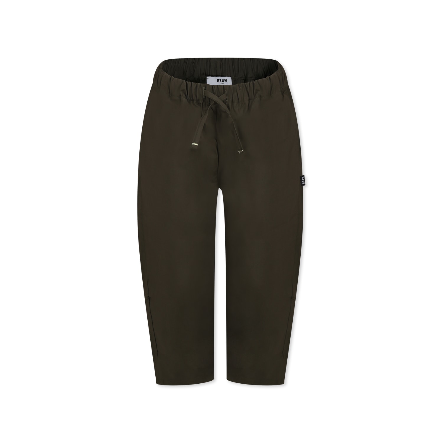Msgm Green Trousers For Boy With Logo In Green