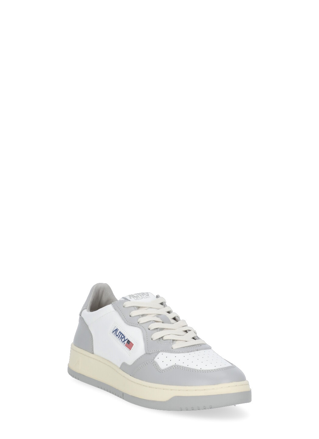 Autry Grey And White Two-tone Leather Medalist Low Sneakers In White