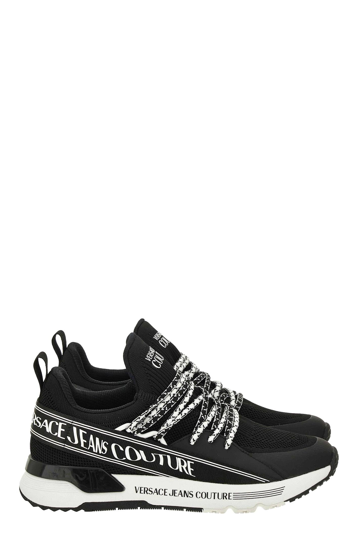 Versace Jeans Couture Lace-up Logo Sneakers In Black