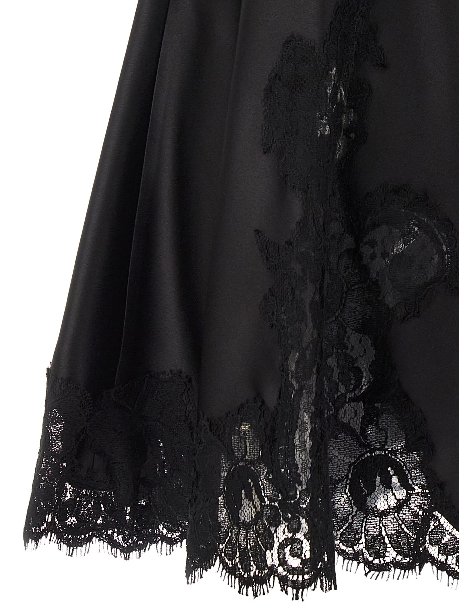 Dolce & Gabbana Satin And Lace Dress Dresses Black In Black