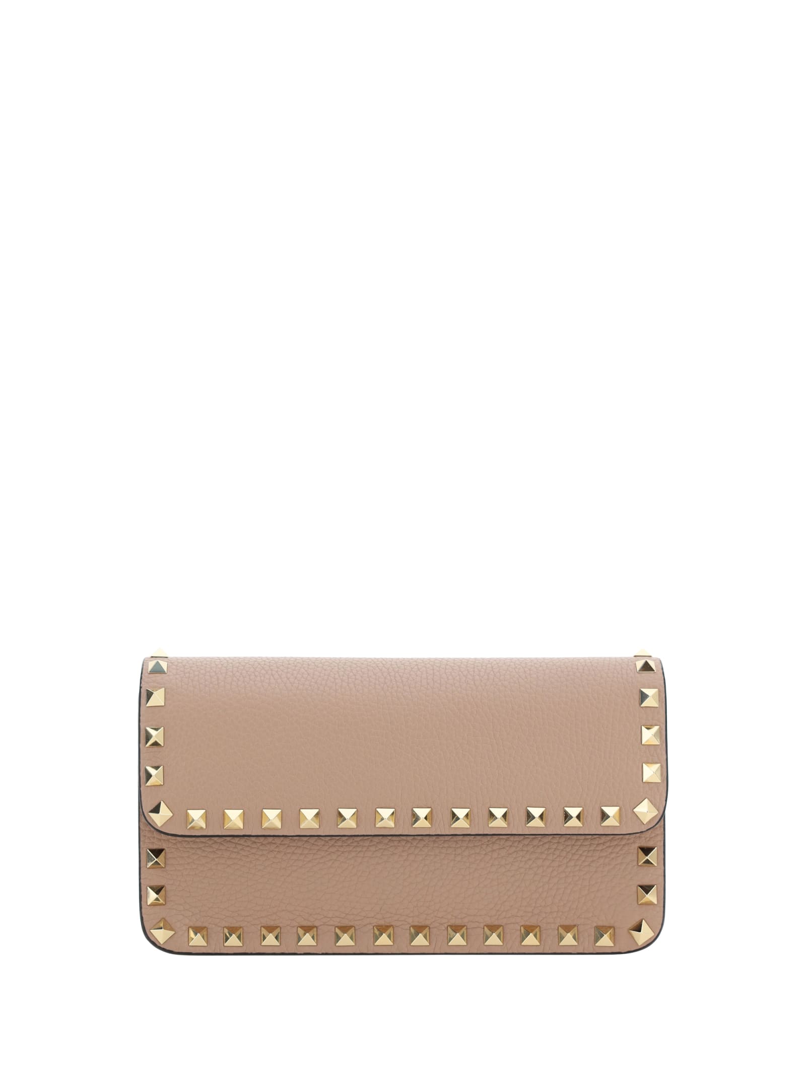 Shop Valentino Rockstud Shoulder Bag In Poudre