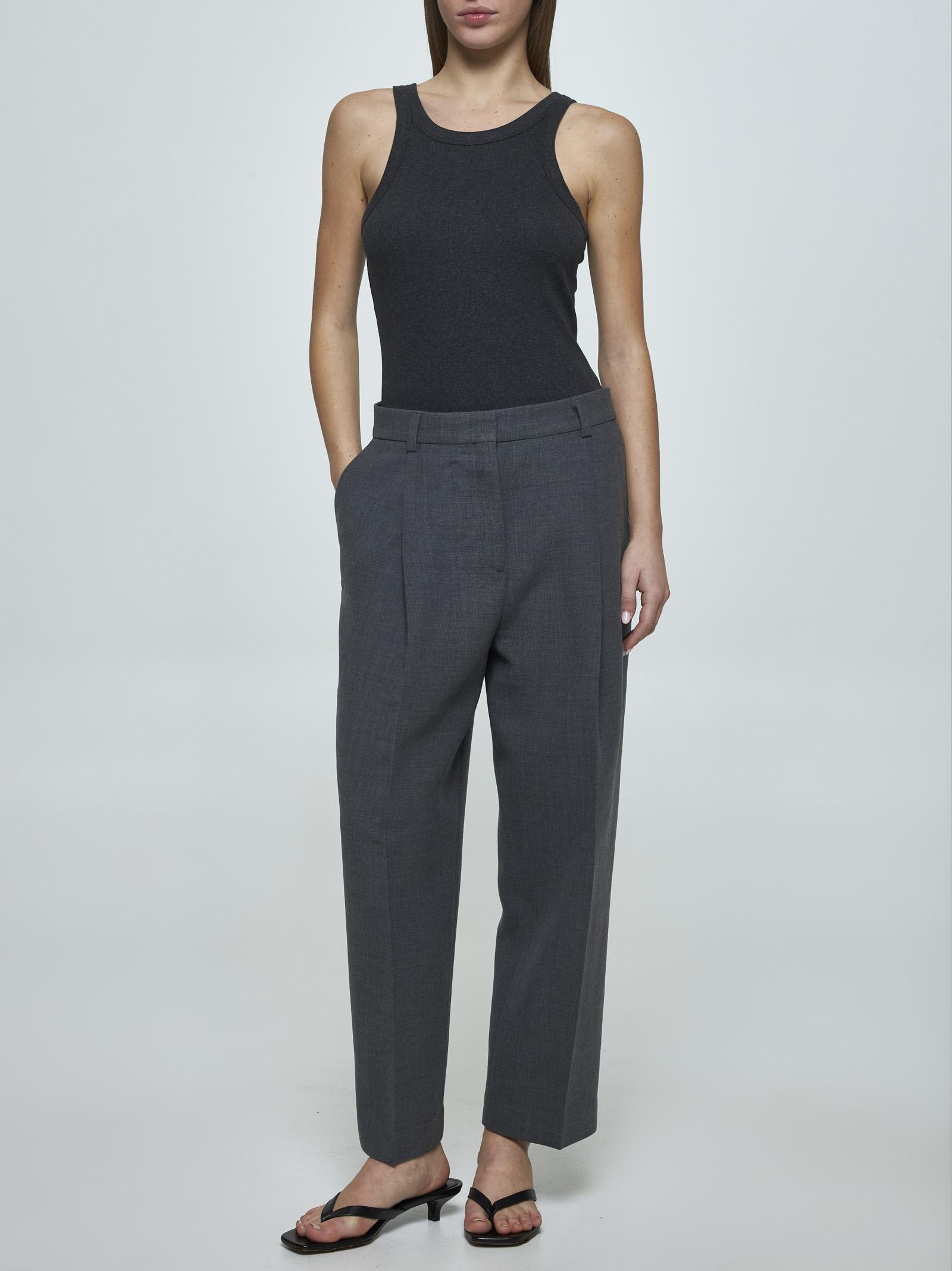 Totême Grey Ribbed Jersey Tank Top In Grey