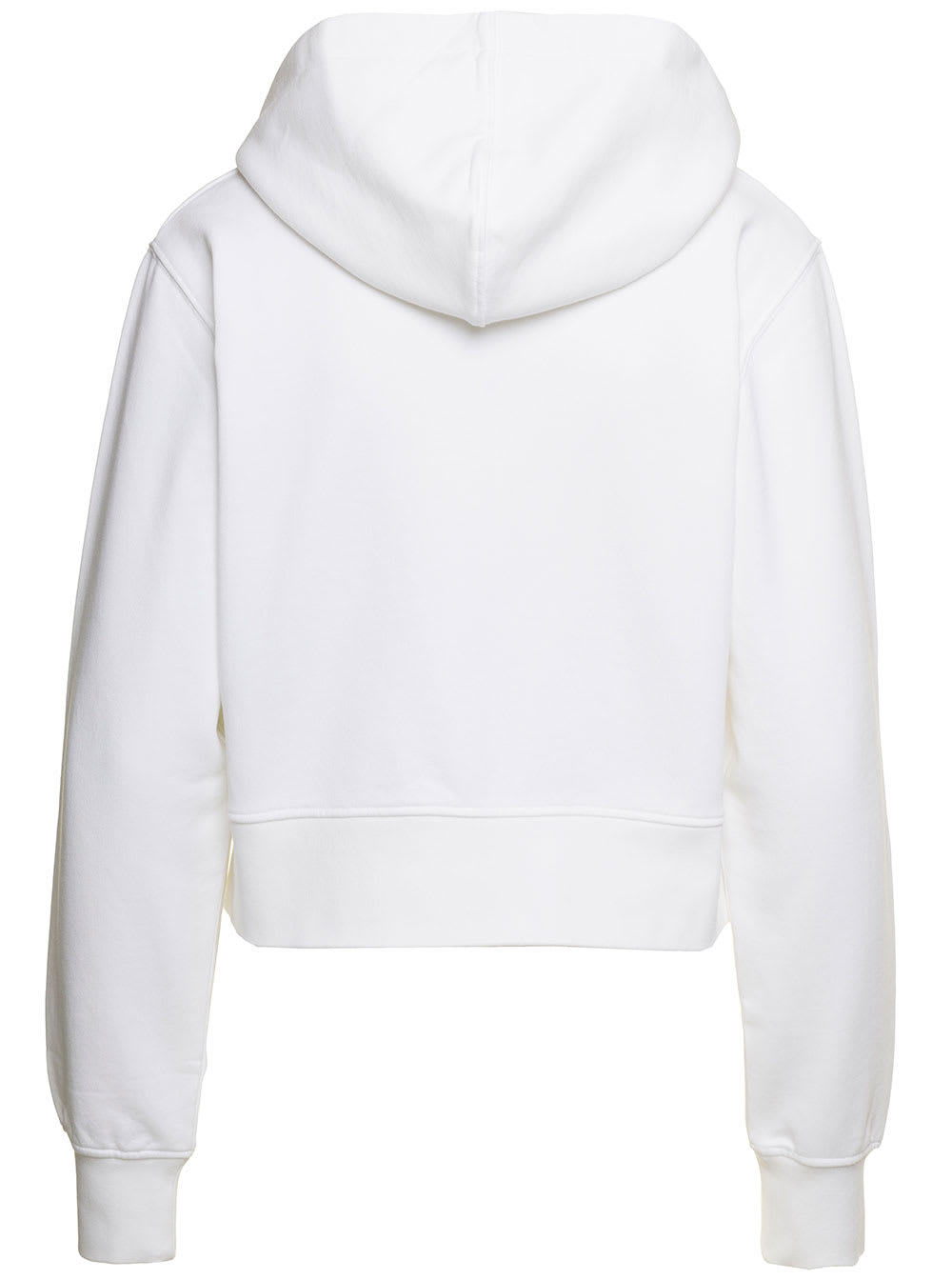 Shop Palm Angels White Cropped Hoodie And Contrasting Print In Cotton Woman