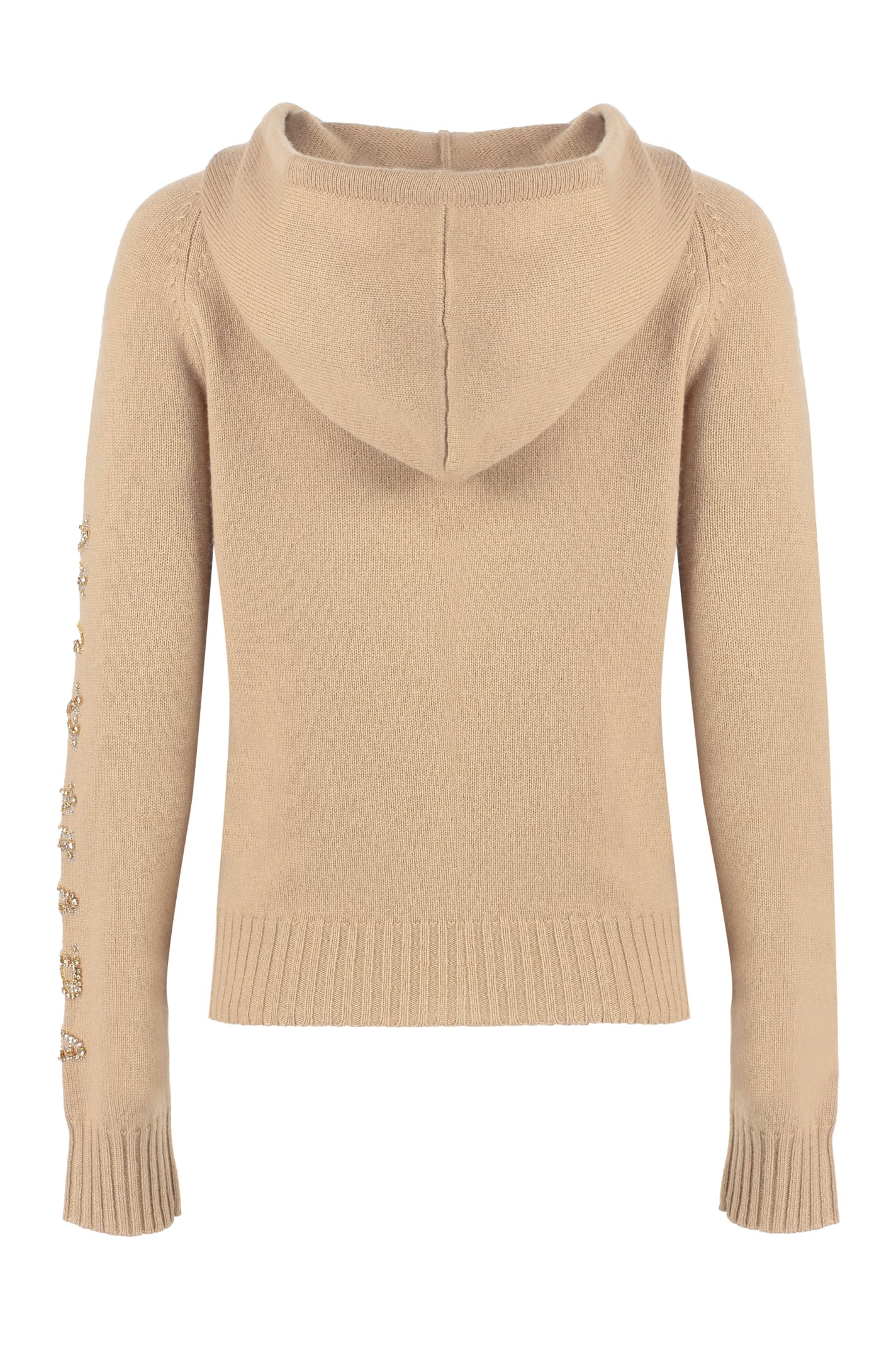 Max Mara Ananas Crystal Logo Hoodie In Beige