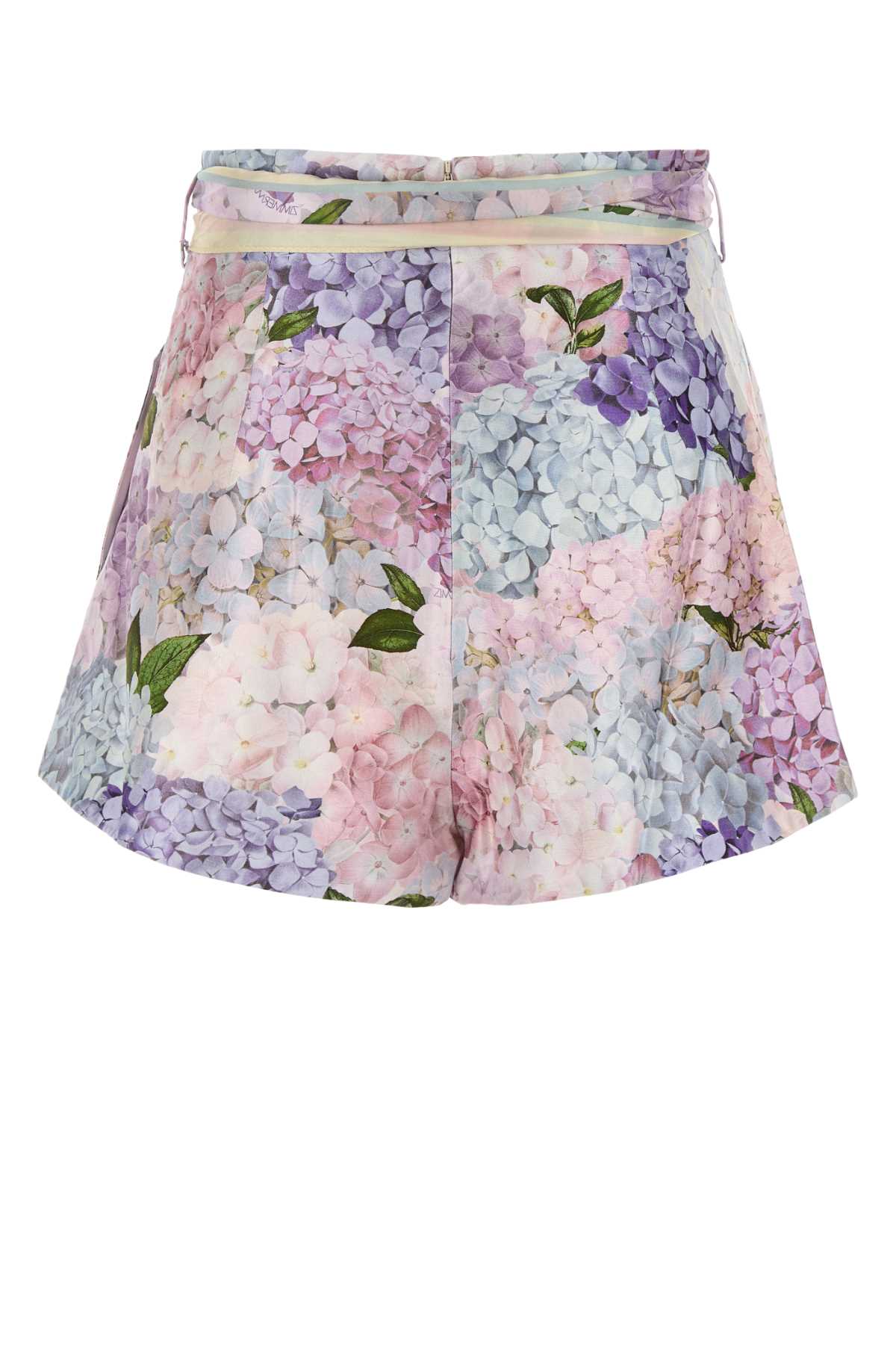 Zimmermann Dawning Printed Silk Flat Front Shorts In Multihydrangea