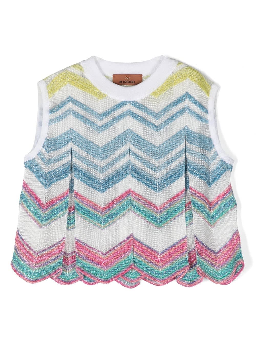 Shop Missoni Multicolour Chevron Laminated Knitted Sleeveless Top