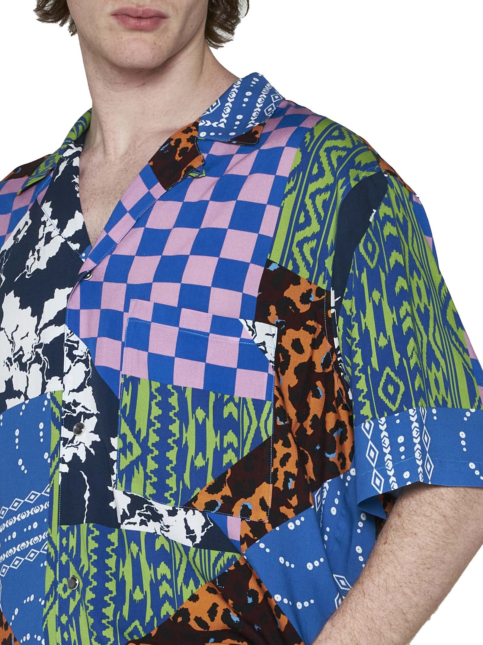Marcelo Burlon County Of Milan Marcelo Burlon Mix And Match Hawaii Shirt Blue In Blue Multicolor