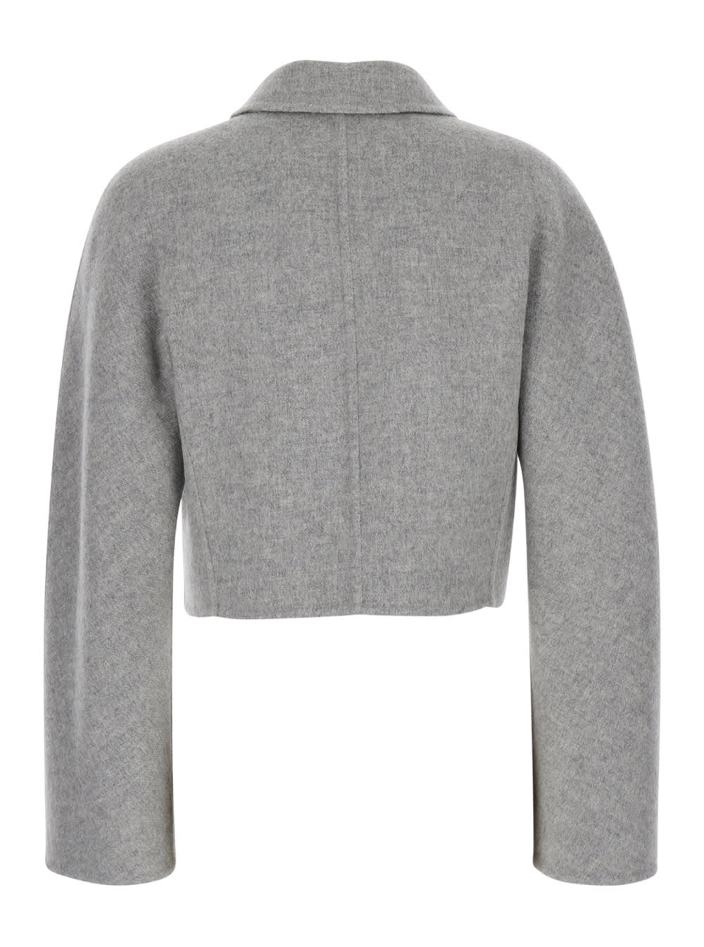 Shop Versace Grey Cropped Jacket With Medusa Buttons In Wool Blend Woman