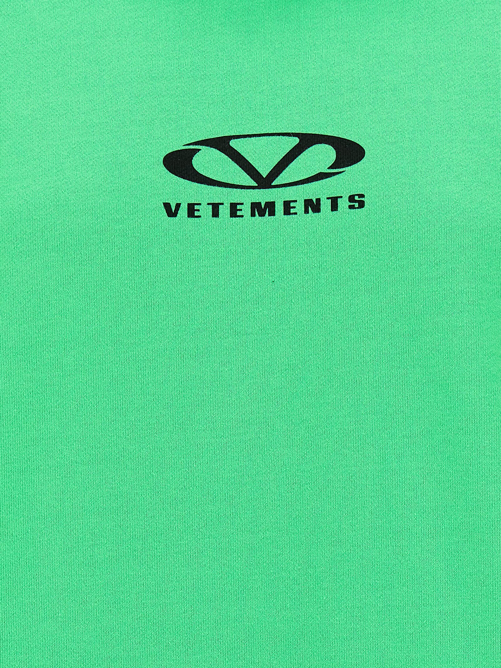 Vetements Oval Logo Hoodie With Drawstring Hood In Green