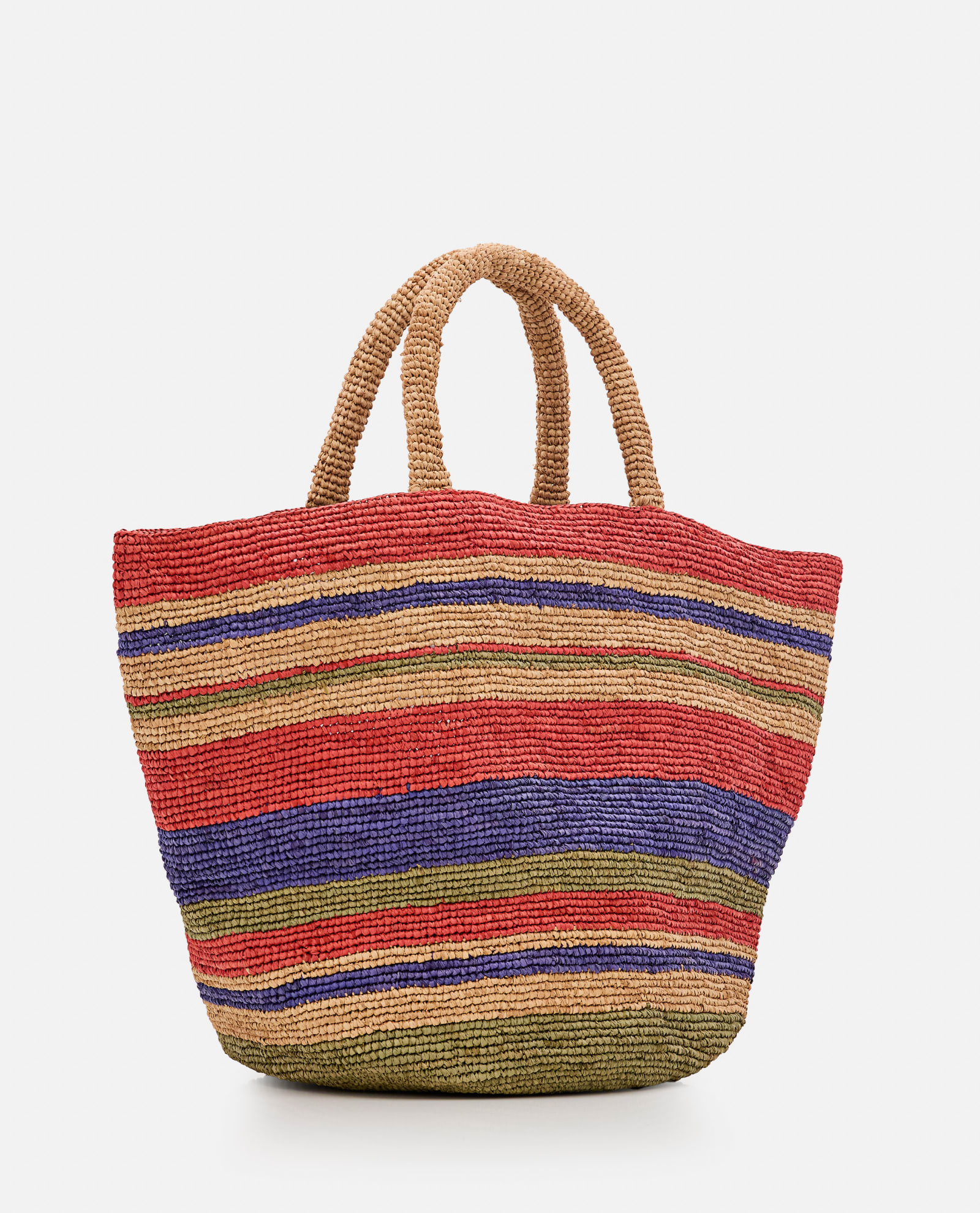 Striped Raffia Tote Bag