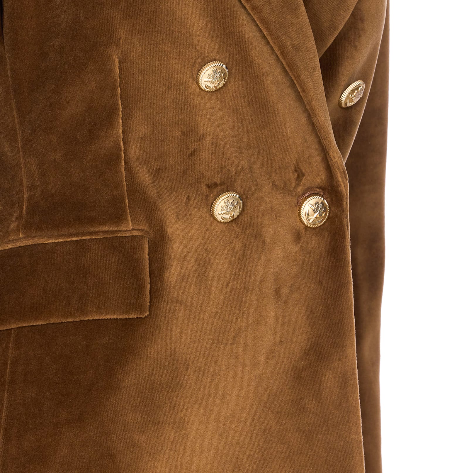 Circolo 1901 Suede Velvet Double-breasted Jacket In Brown