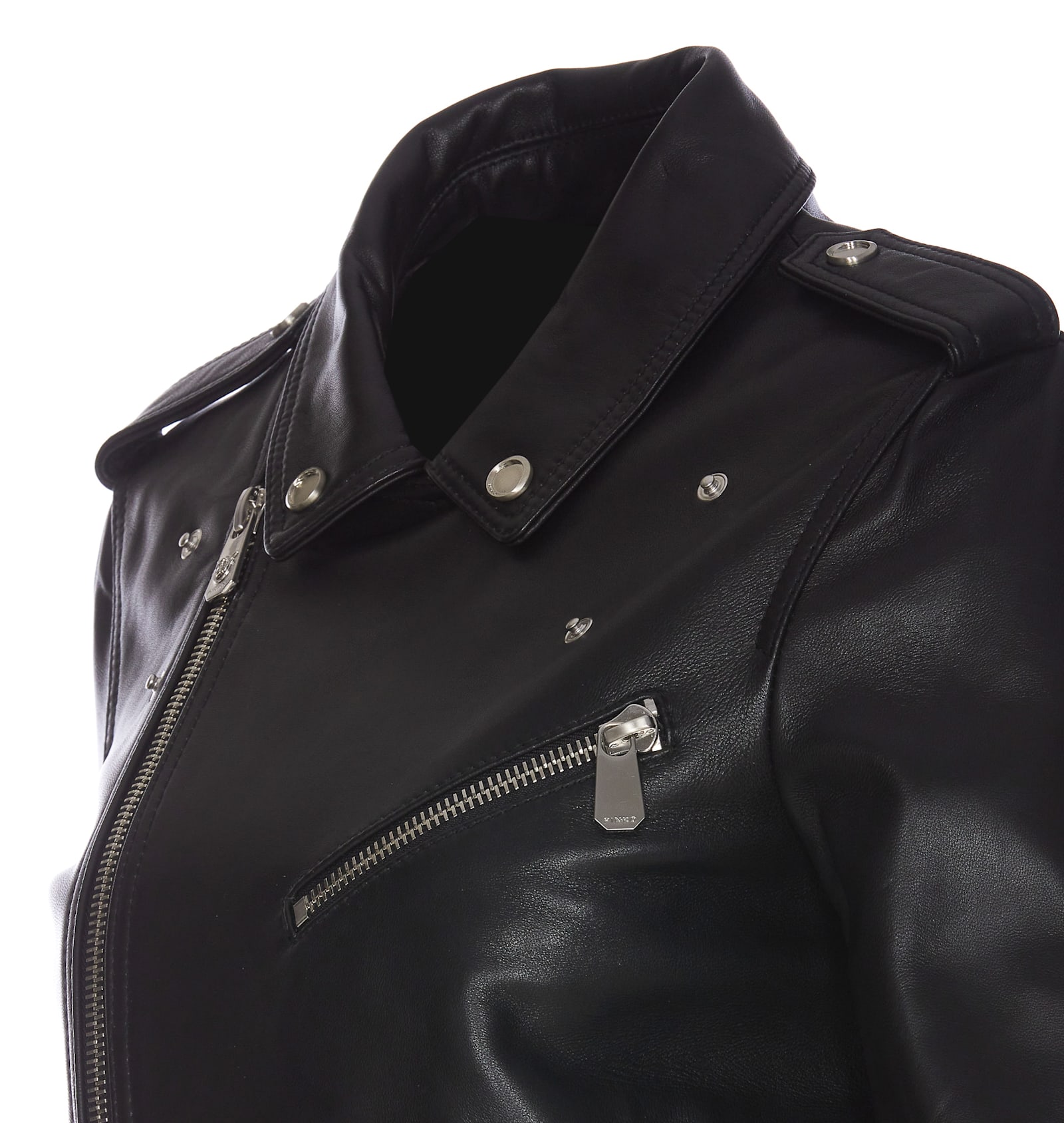 Shop Pinko Rica Leather Biker In Black