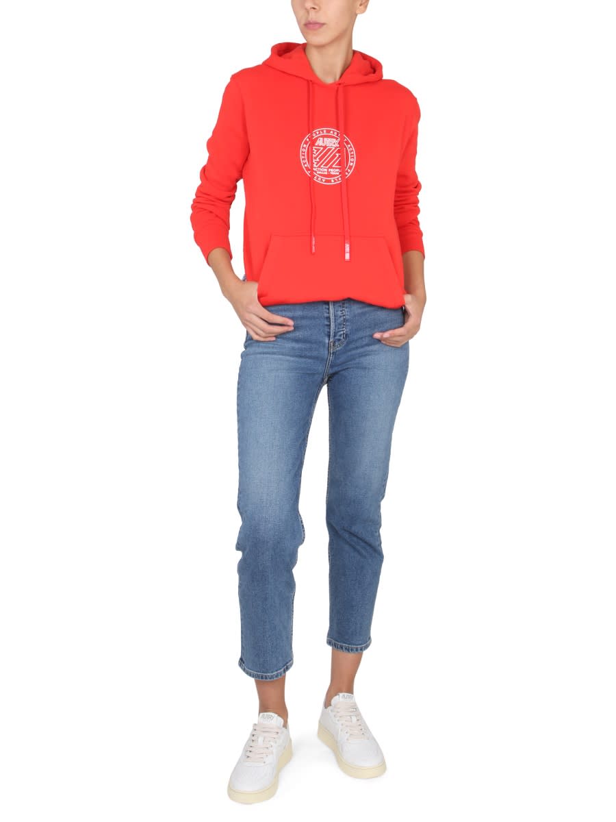 Autry Knitwear With Drawstring Hood And Kangaroo Pocket In Red